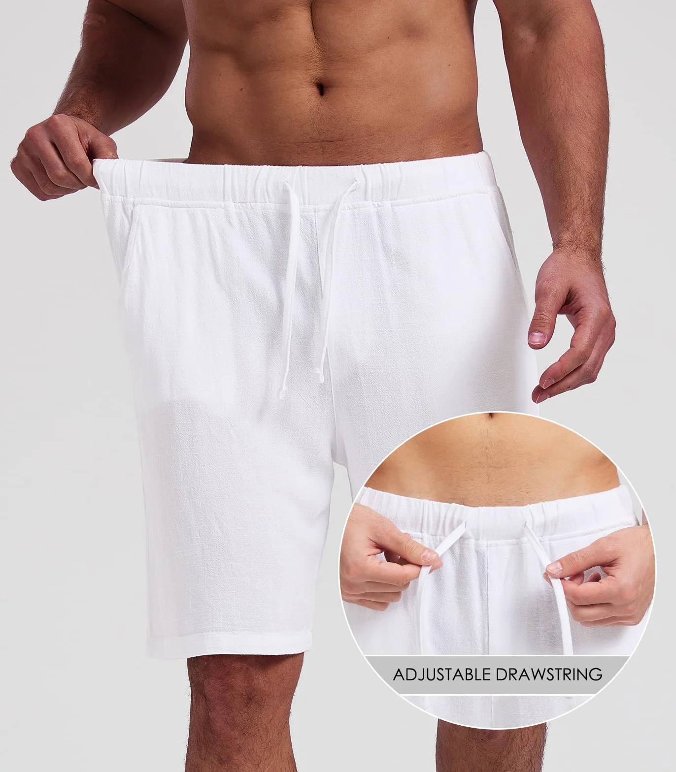 Pantalones Cortos de Lino Hombre Bermudas Casuales Shorts Playa Verano