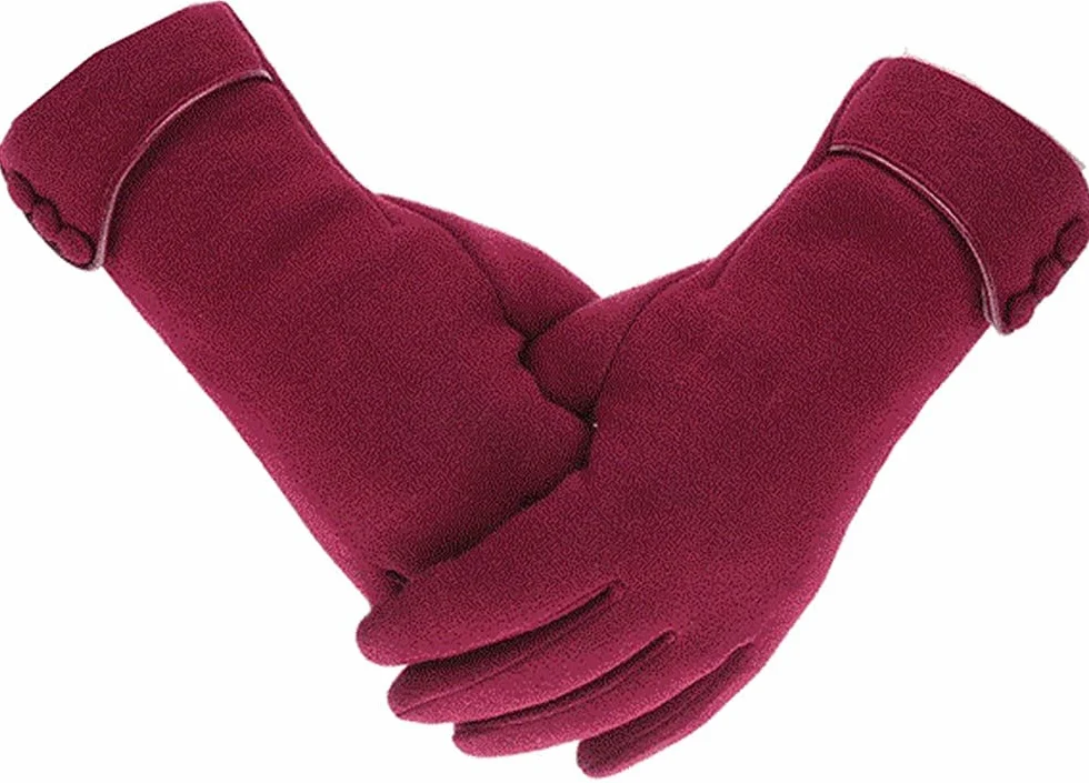 Guantes cálidos de invierno para mujer forrados a prueba de viento pantalla táctil