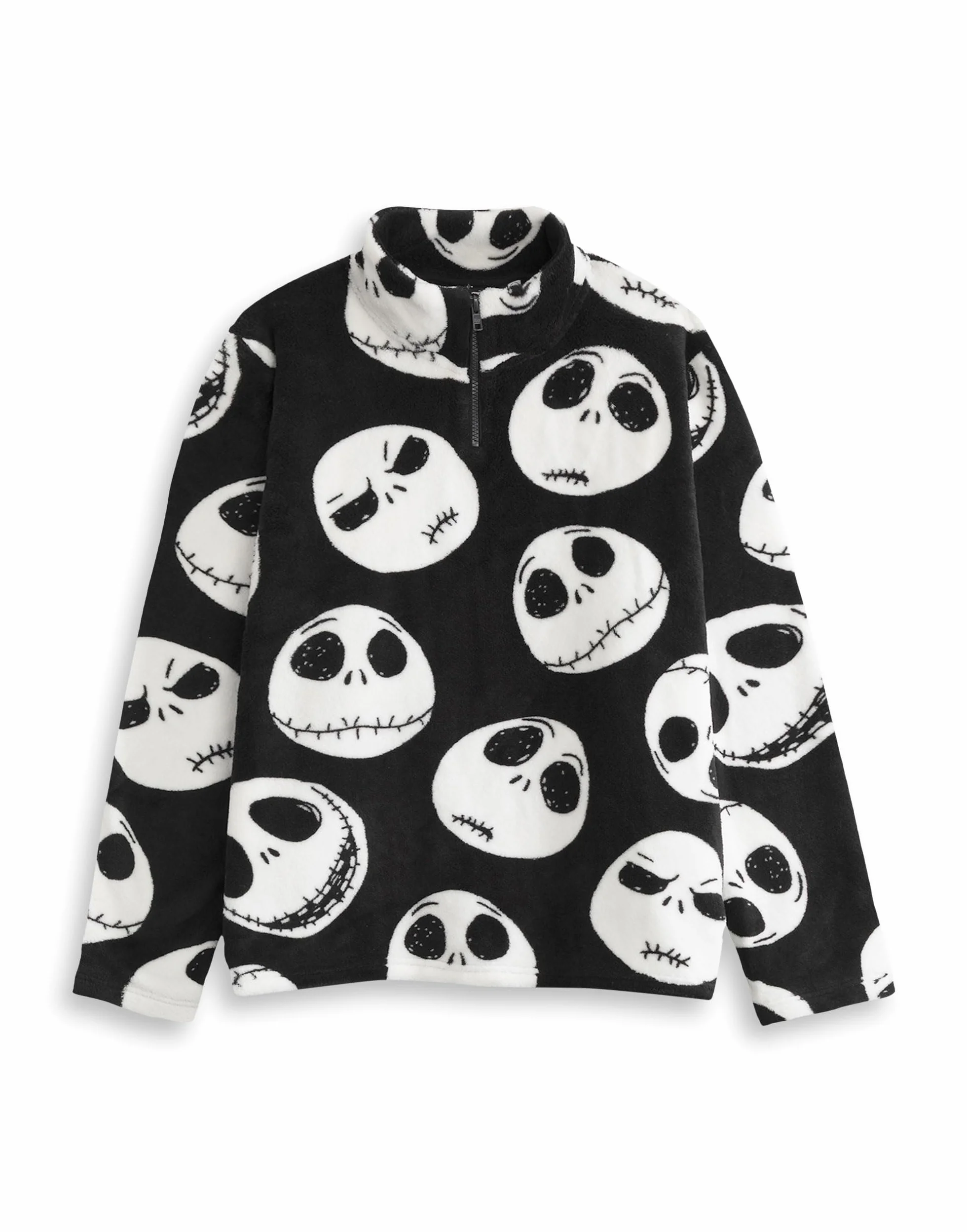Disney Suéter Polar Negro Jack Skellington Pesadilla Antes de Navidad para Mujer Manga Larga Halloween Ropa Informal