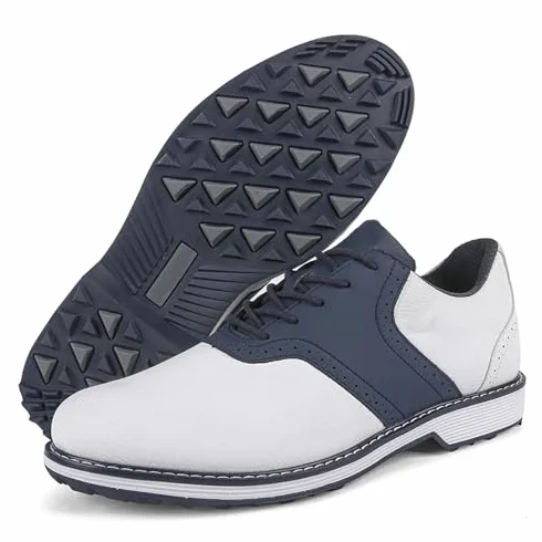 Zapatos de Golf para Hombre de Cuero Sin Clavos Antideslizantes Transpirables