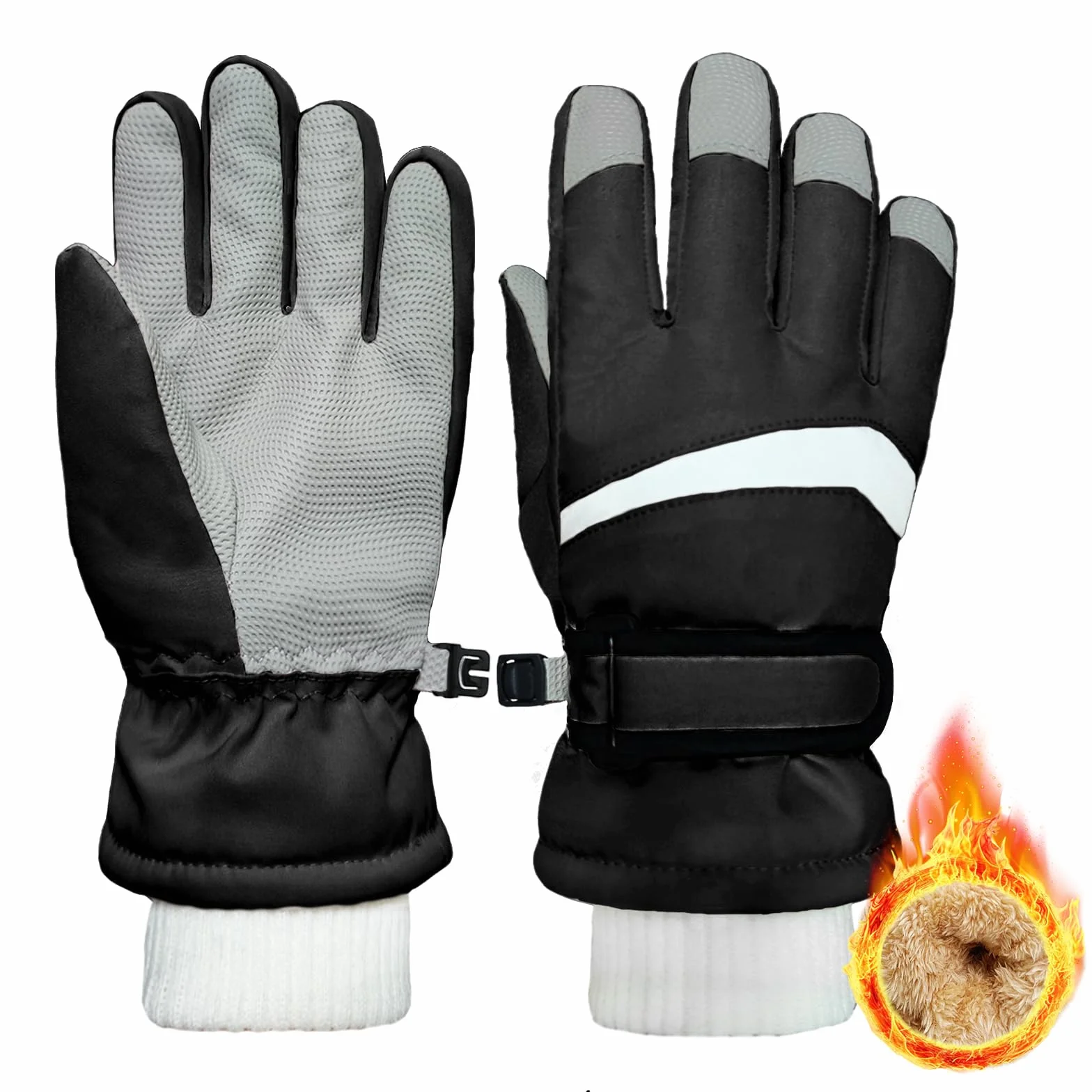 Guantes de Esquí Impermeables para Niños Niñas, Guantes de Nieve Forro Polar Cálido para Snowboard