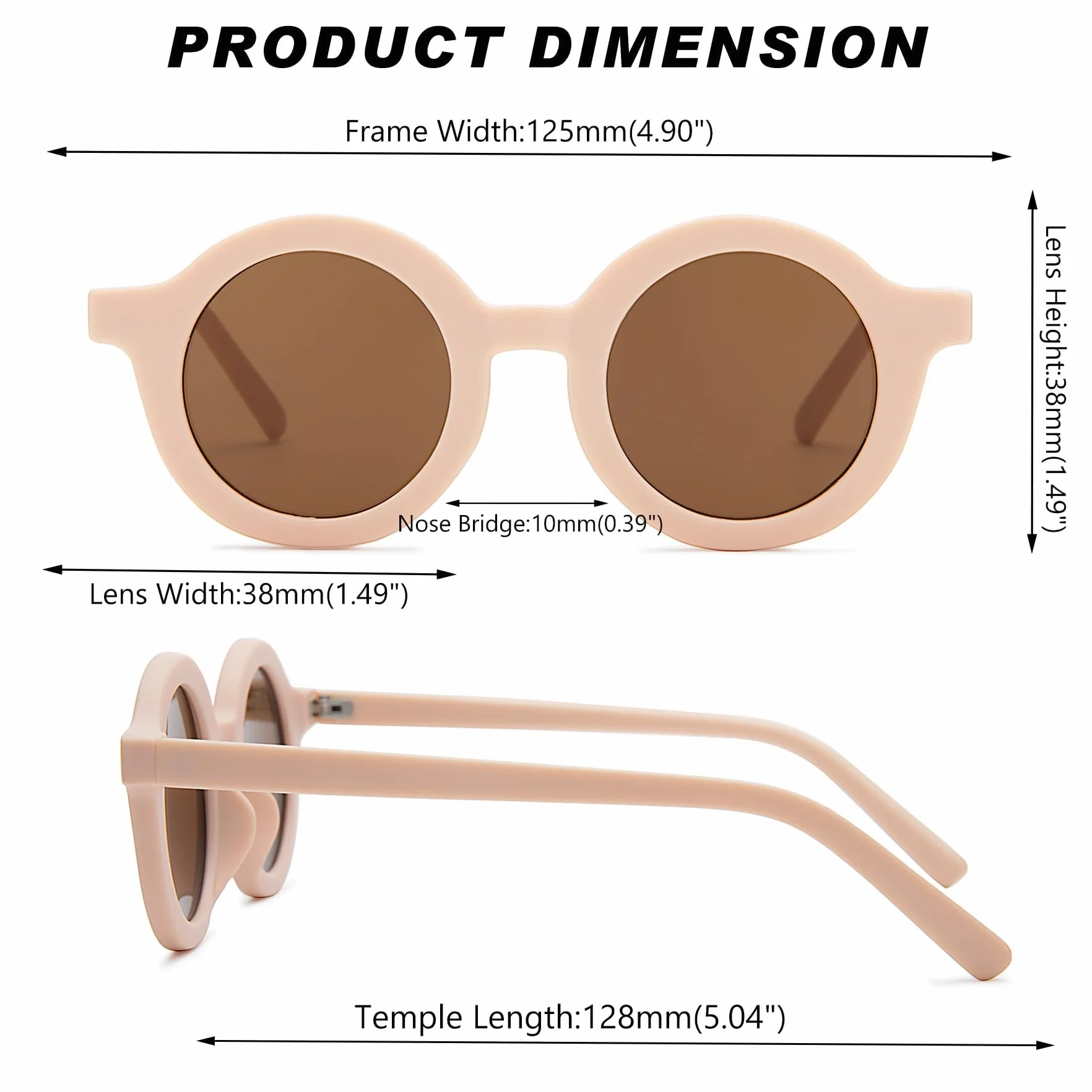 Gafas de Sol Infantiles 3 PCS UV 400 Redondas para Niñas