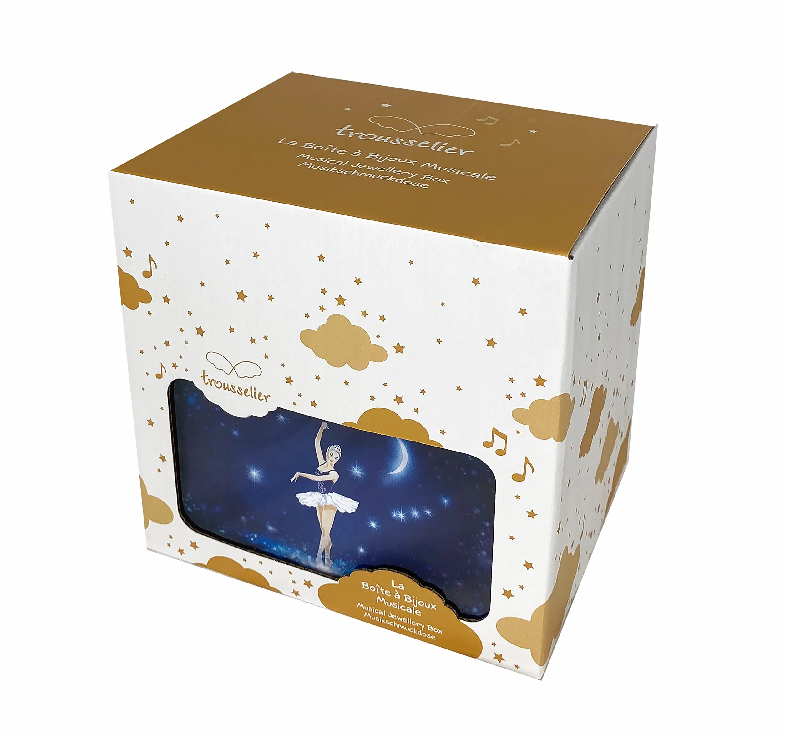 TROUSSELIER Gran Caja de Joyería Musical Fosforescente Bailarina Estrella Vanity Case Azul Marino