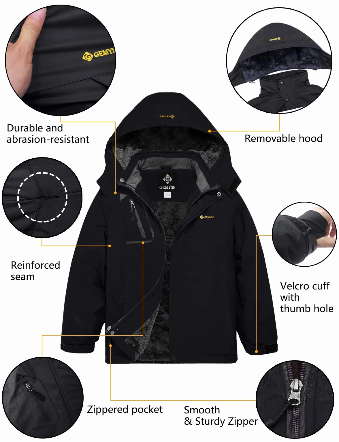 GEMYSE Chaqueta de Esquí Impermeable Niños Abrigo Invierno Antiviento Capucha