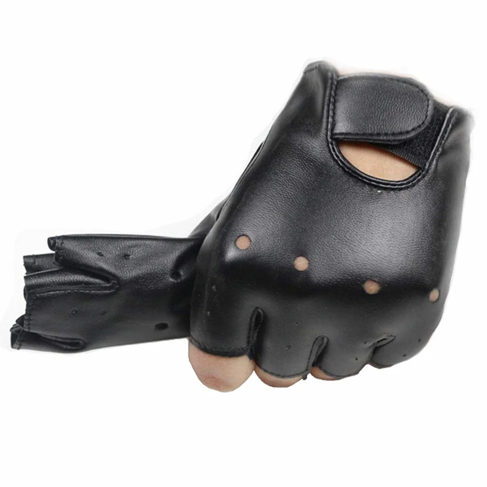 Long Keeper Guantes sin Dedos de Cuero PU para niños 4-11 años