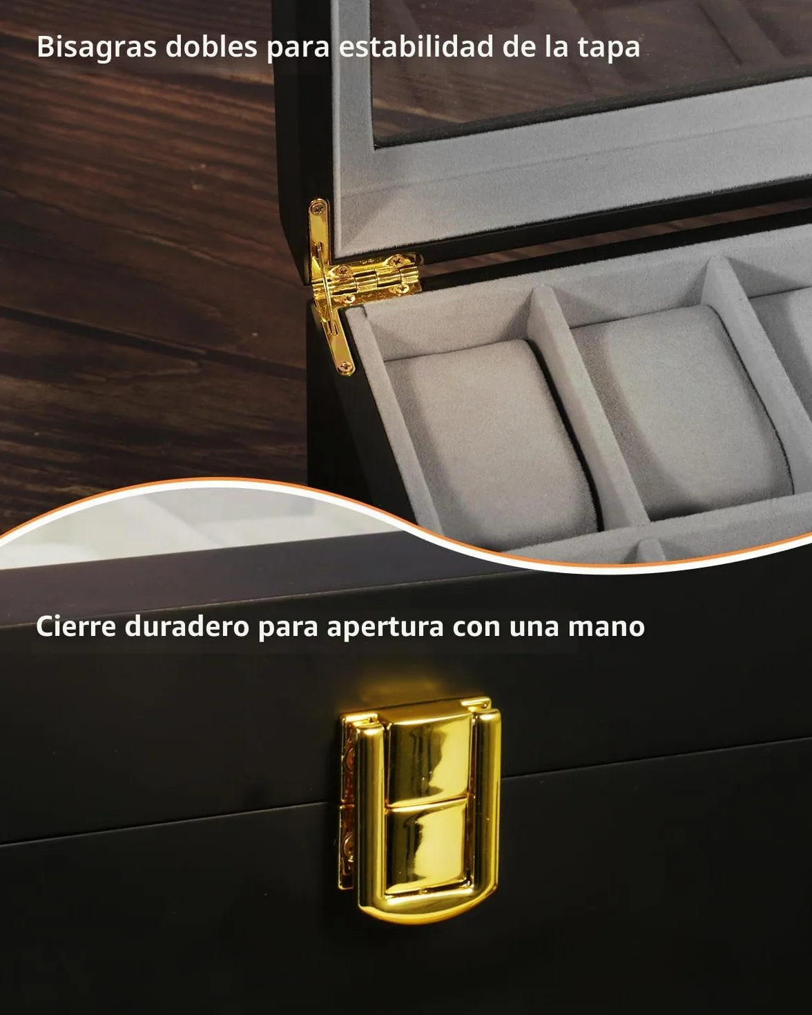 Uten Estuche para Relojes de Madera 2 Capas 20 Compartimentos Joyero