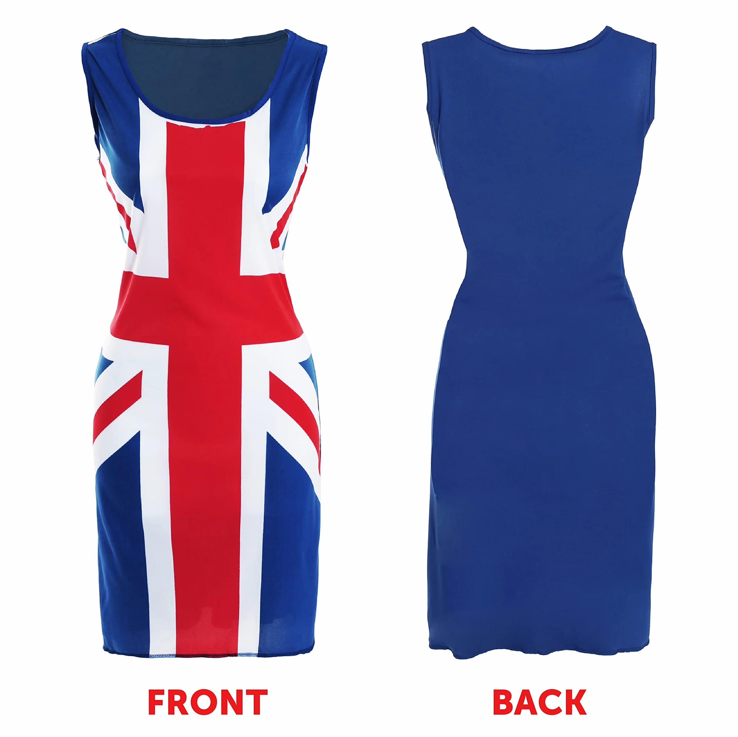 Vestido clásico Reino Unido mujer rojo blanco azul Brit Pop Fancy Dress