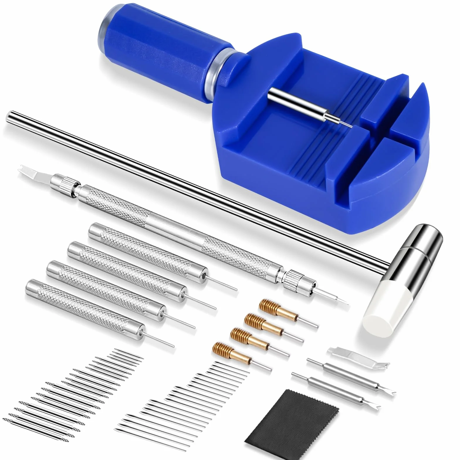 Kit Reparacion Reloj para Ajustar y Acortar Correas, Quitar Eslabones, Pasadores Resorte, Punzón Acero