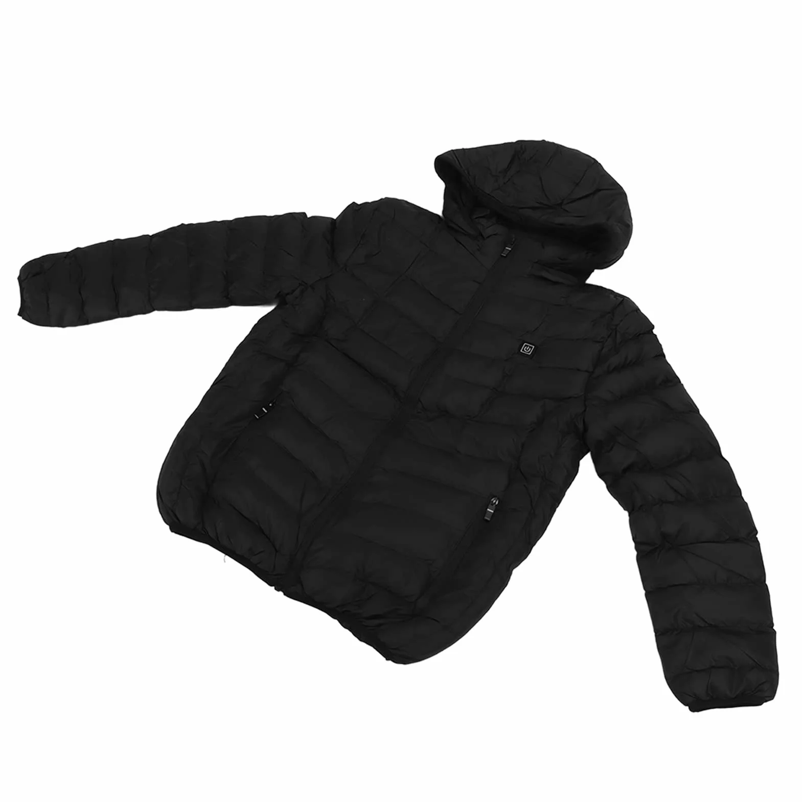 Abrigo de Calefacción Eléctrica Chaqueta Térmica Inteligente Termostático Negro con Capucha para Hombres y Mujeres