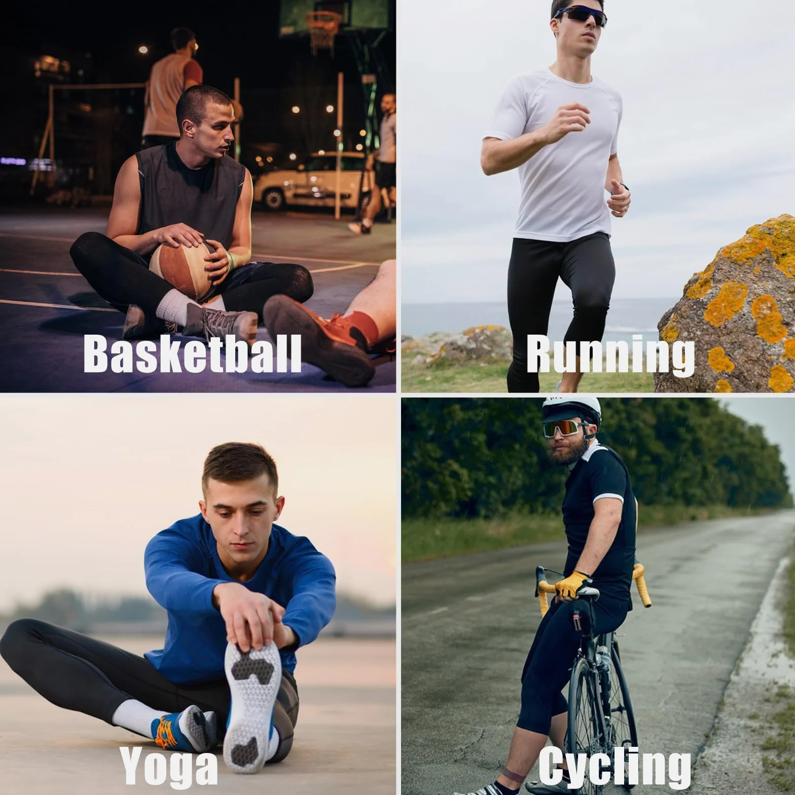 HYCOPROT 3/4 Pantalones de Compresión para Hombres con Bolsillos, Deportivos para Correr, Entrenamiento, Yoga y Baloncesto