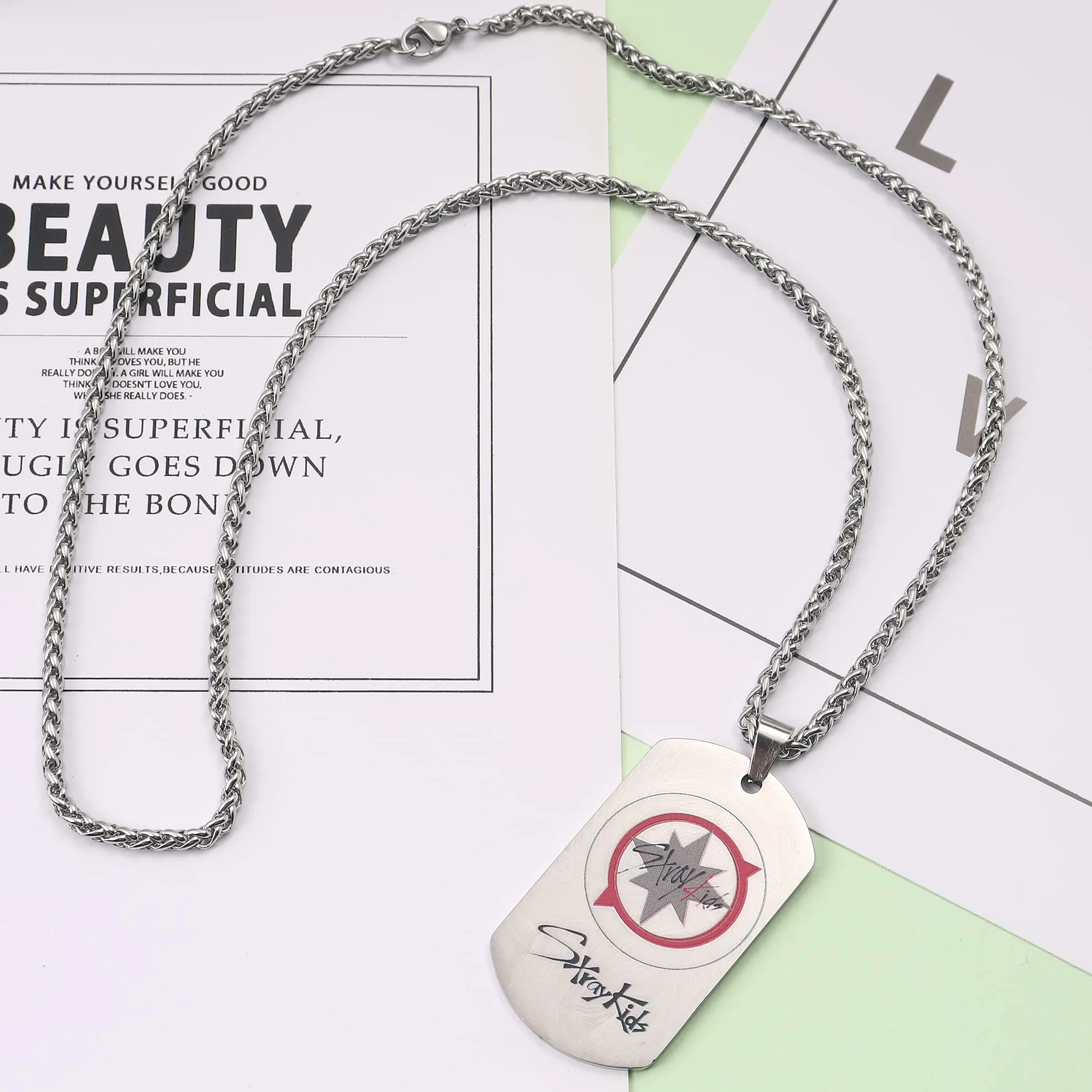 Stray Kids Colgante Collar de Acero Inoxidable