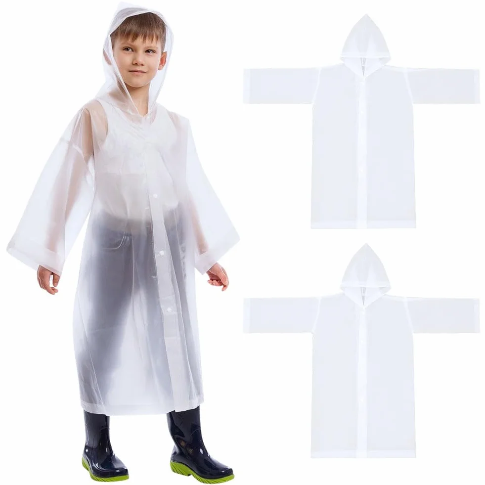 Vicloon Chubasquero Niño 2PCS Impermeable EVA Poncho Lluvia Capucha Espesar Altura 120-150 cm
