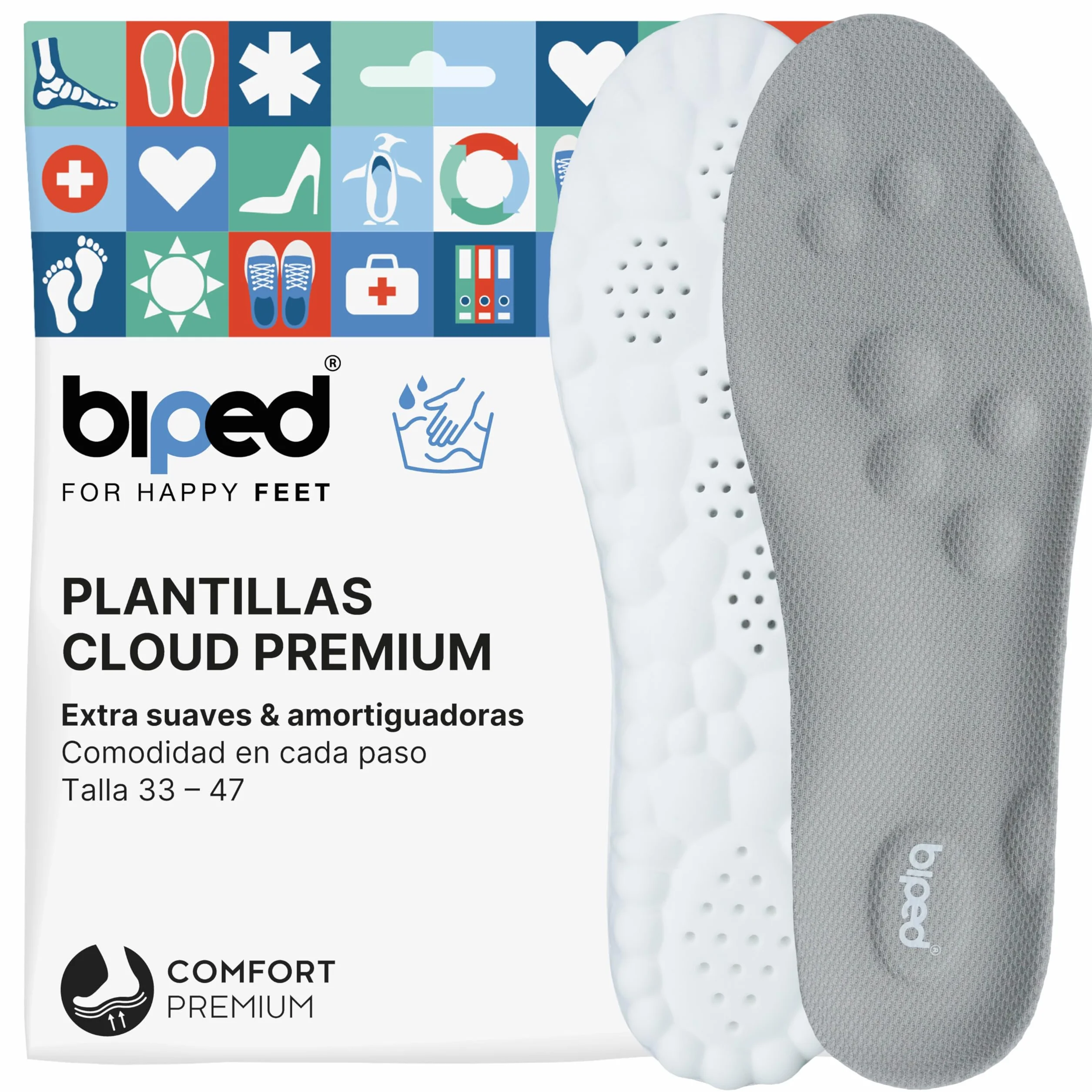 Biped Cloud Plantillas Extra Suaves para Deporte, Uso Diario, Calzado Laboral – Ortopédicas Amortiguadoras con Cojín de Talón