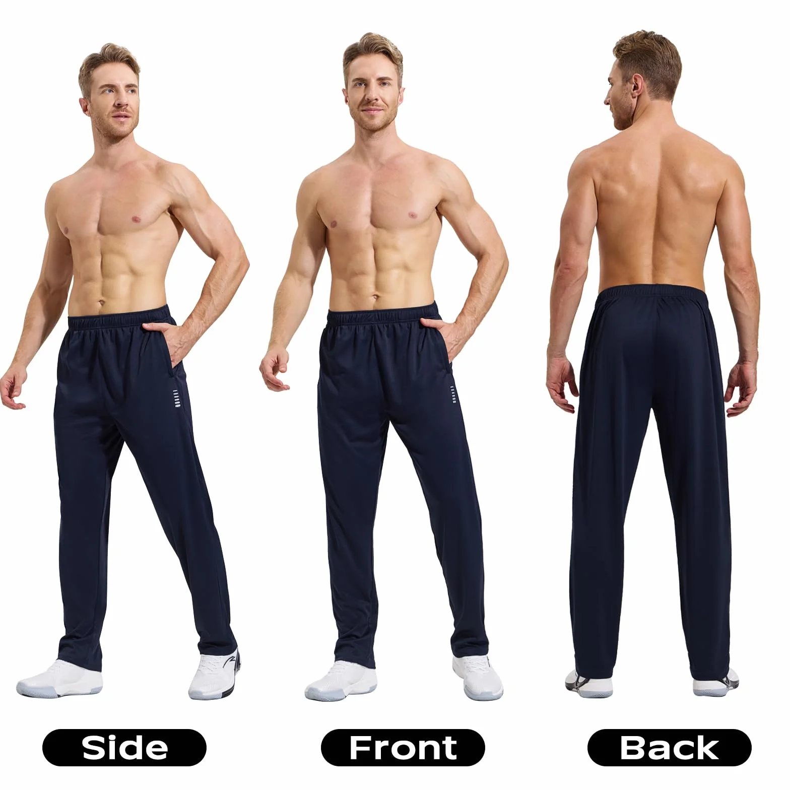 HUAKANG Paquete de 3 Pantalón Chandal Hombre Pantalones de Entrenamiento con Bolsillos Cremallera