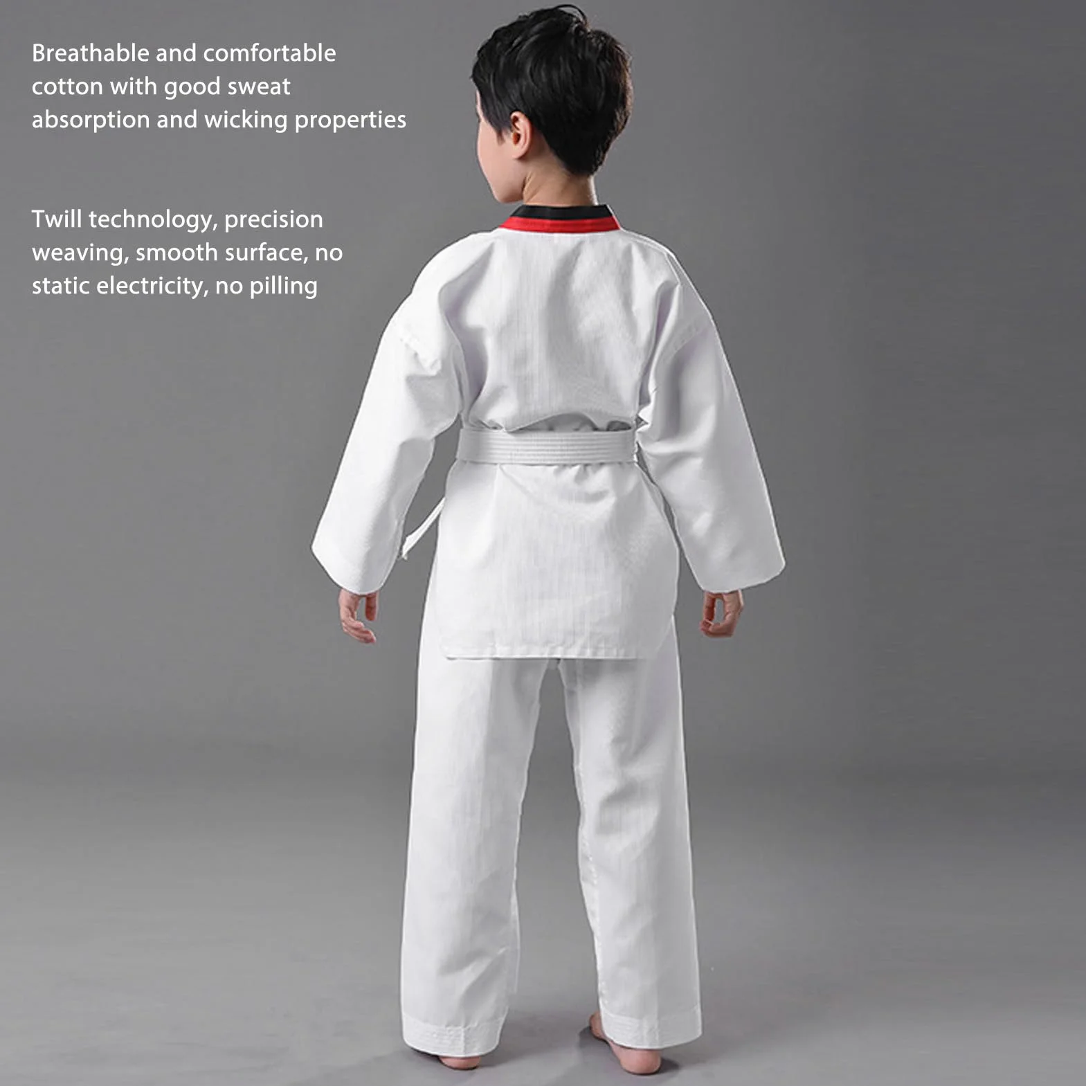 Cómodo Uniforme Taekwondo Niños Cinturón Traje Ligero Entrenamiento Conjunto Gi Deportivo Artes Marciales Altura 136-146cm