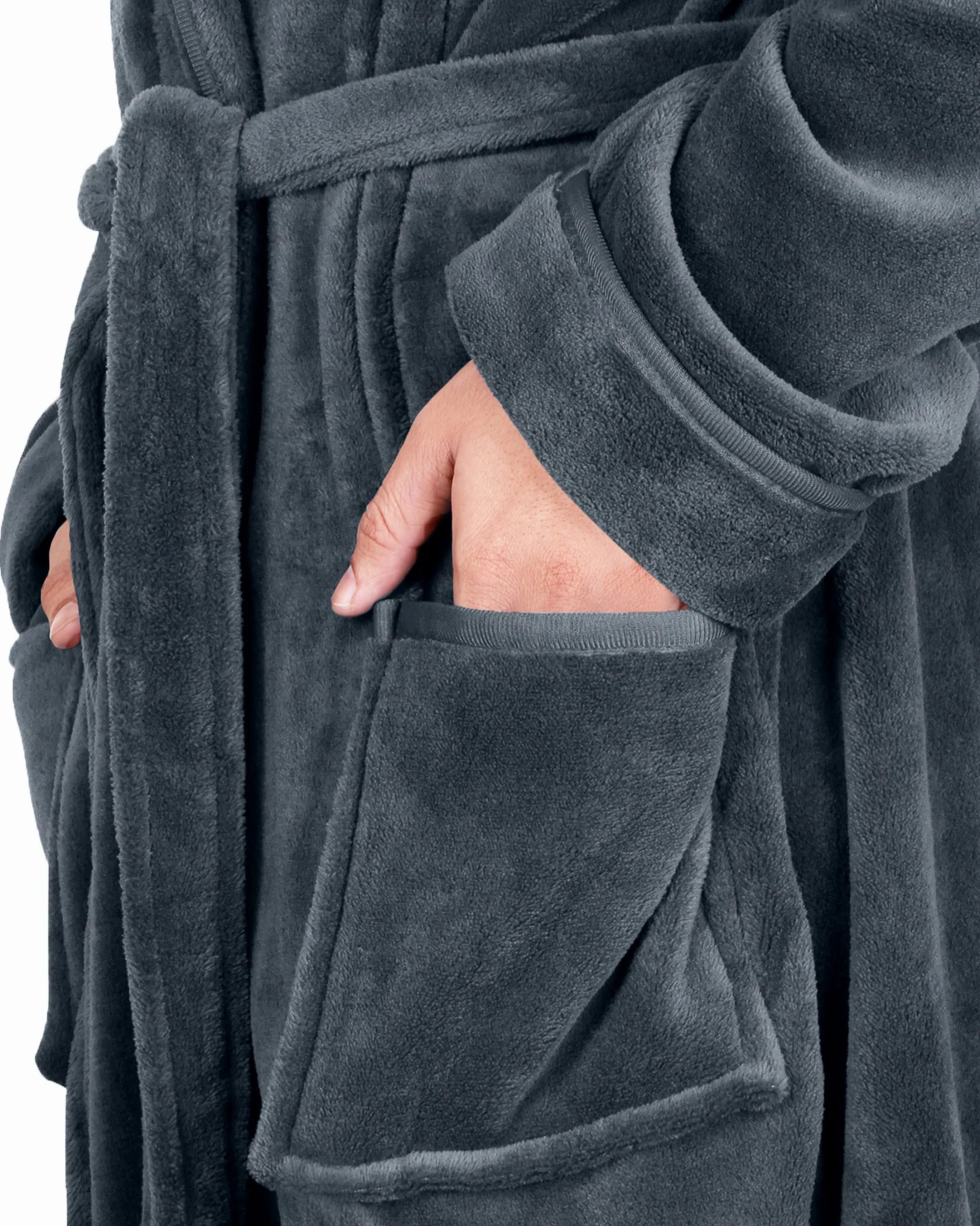NY Threads Bata de hombre con cuello chal, ropa de dormir suave