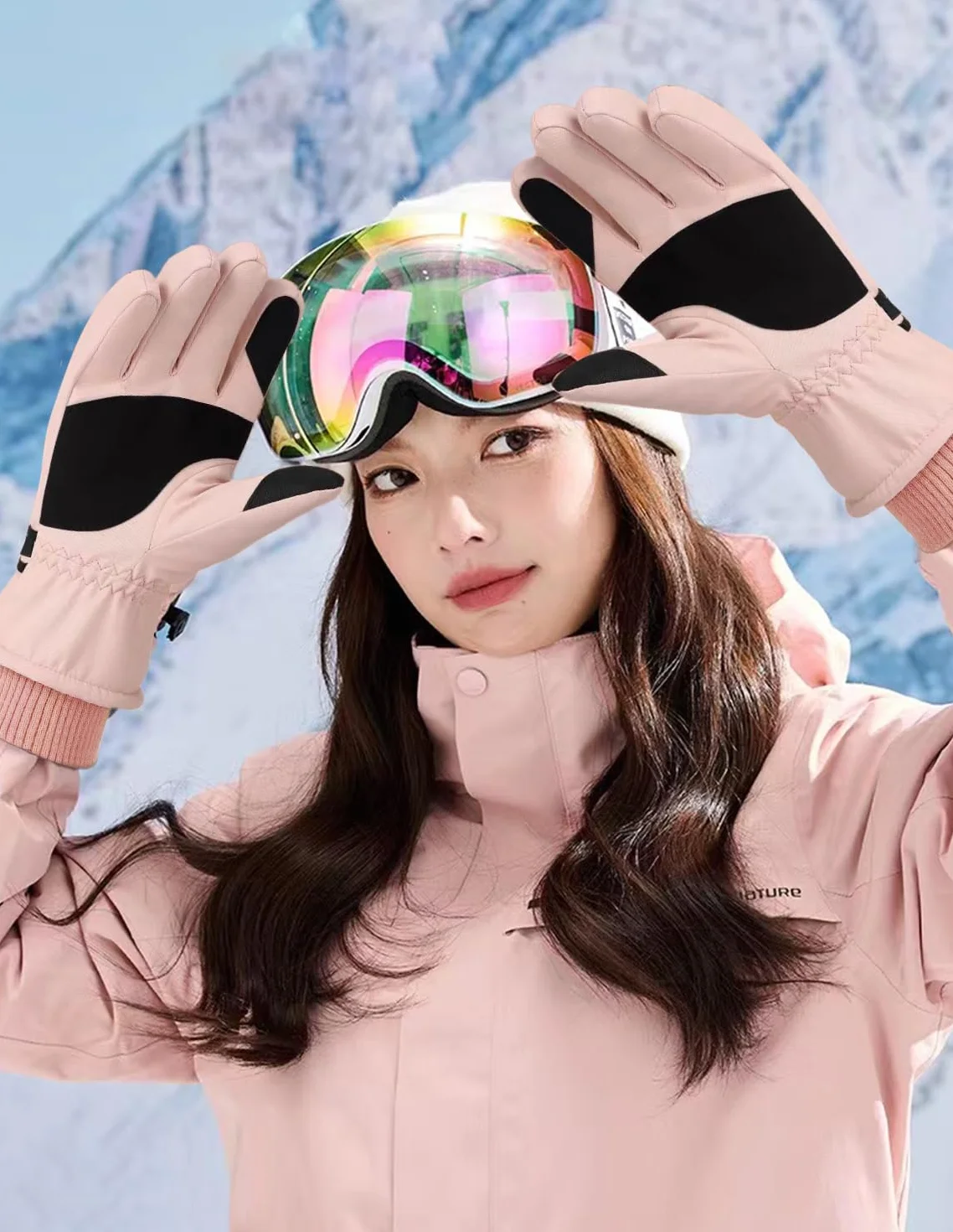Guantes de Esquí Impermeables Mujer Nieve Invierno - Grueso Térmicos Pantalla Táctil Unisex Snowboard Moto Ciclismo
