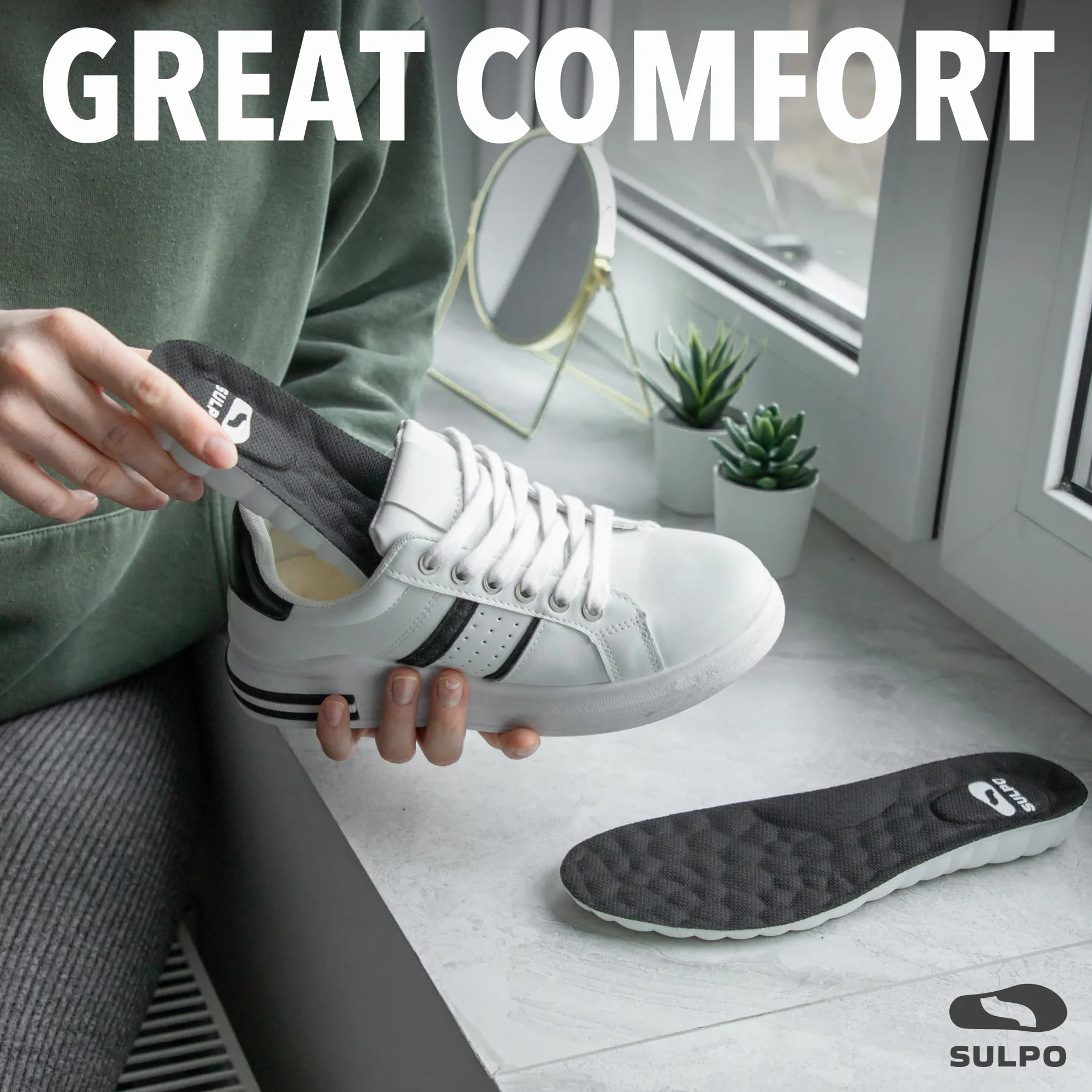 SULPO Plantillas elevadoras de espuma viscoelástica 3 alturas amortiguadoras antideslizantes negras talla 41-42 EU altura 2 cm