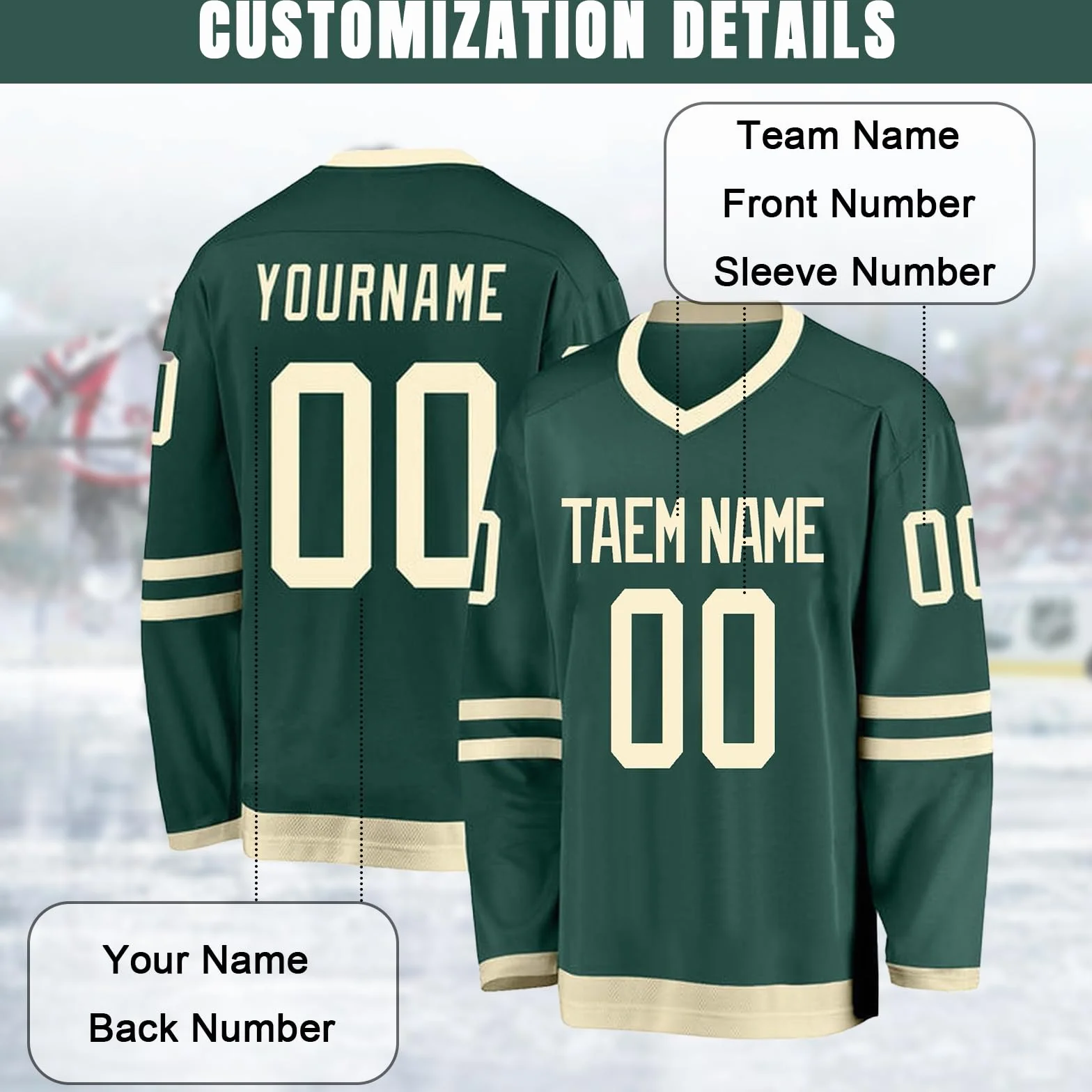 Camiseta de Hockey Personalizada con Nombre para Regalos Adultos y Niños