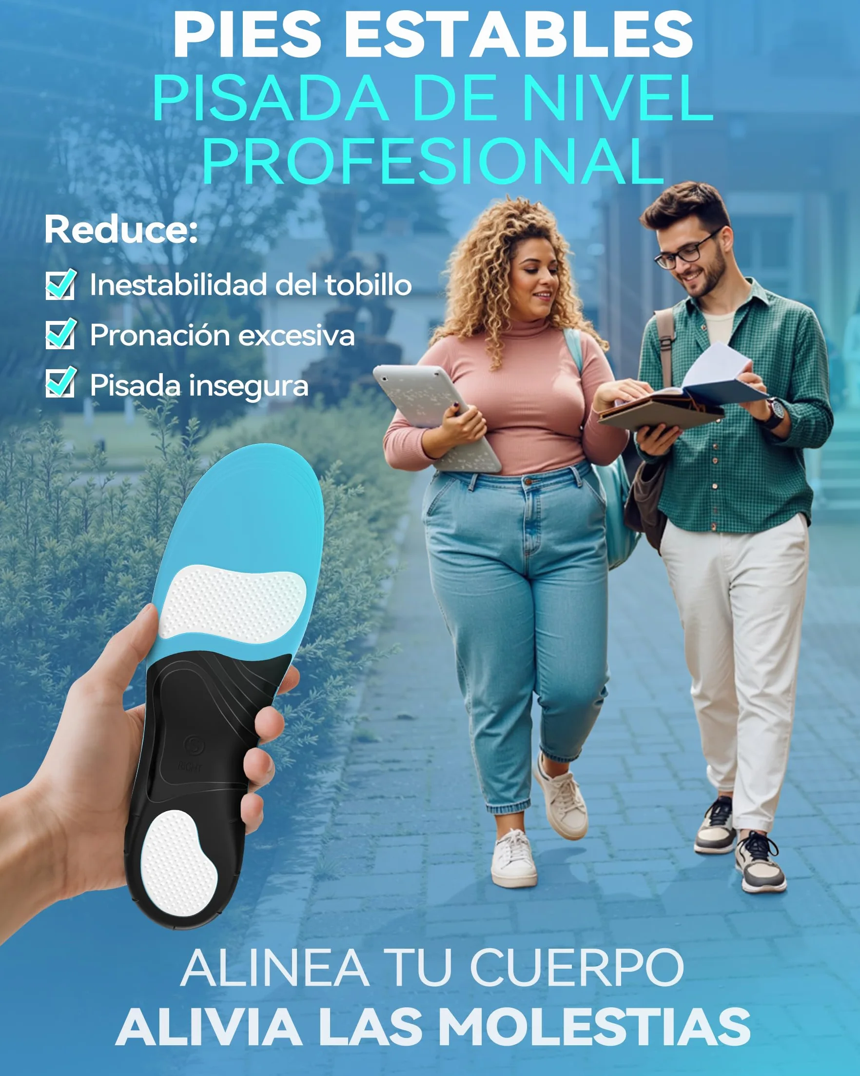 Plantilla Espolón Calcáneo QBK, Plantillas de GEL para Fascitis Plantar, Arco Alto, Pie Plano, XS