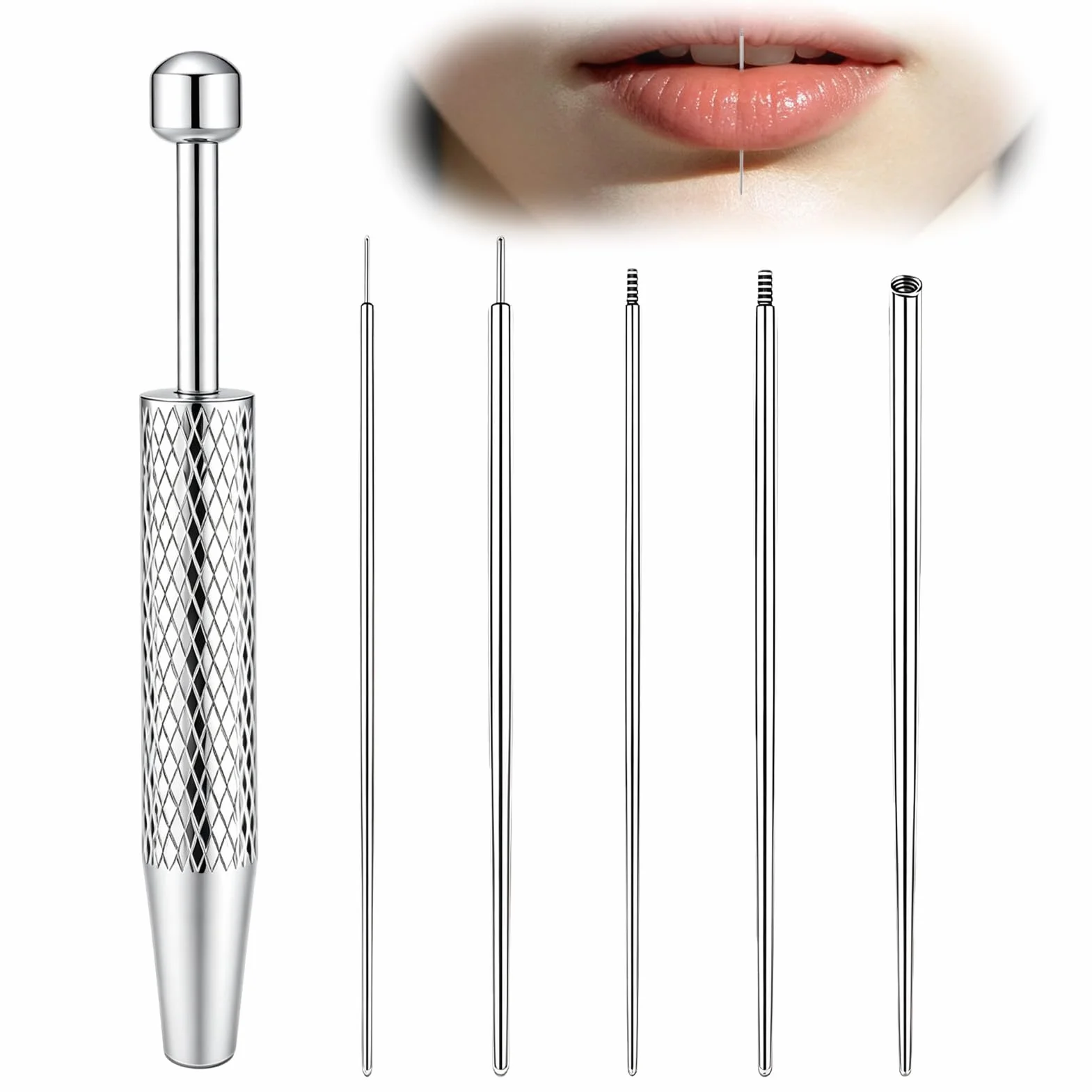 Set de Herramientas para Piercing 6 Piezas, Abridor de Bolas, Cateter, Aguja y Cambio para Oreja Nariz Labio