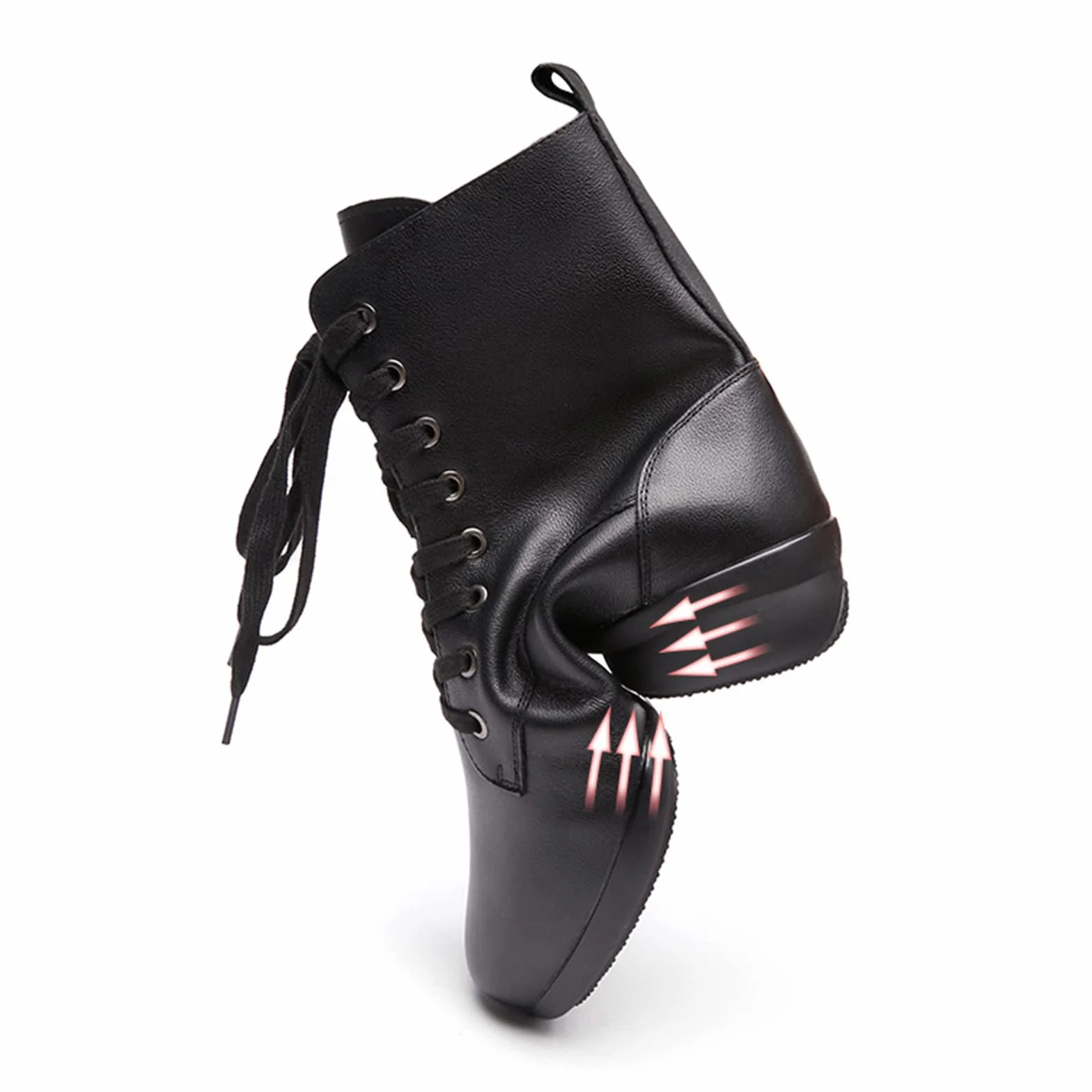 Botas de Baile Latino Moderno para Hombres con Suela Dividida Cuero Cremallera Lateral Tacón Bajo