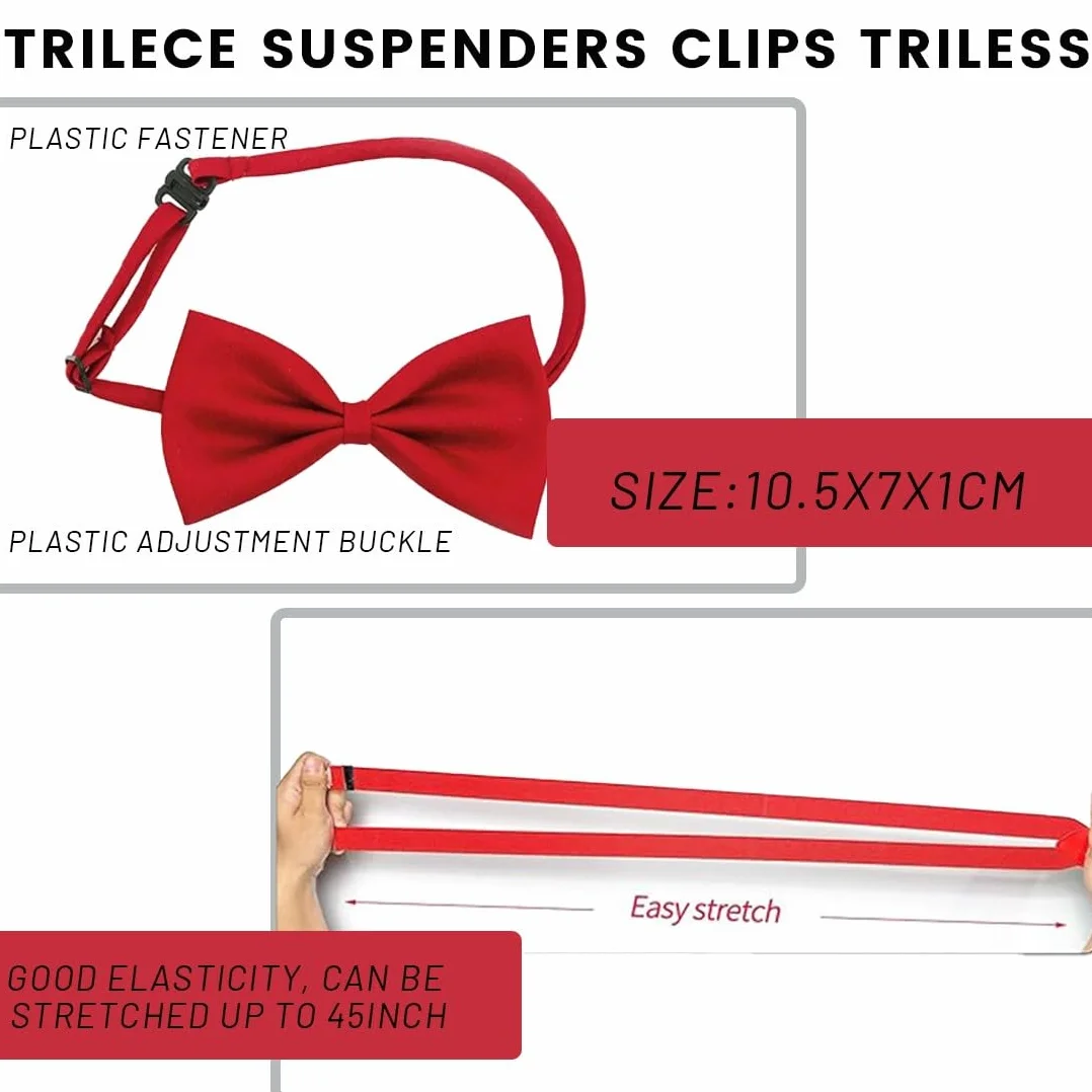 Tirantes Ajustables en Forma de Y y Pajarita para Niños - Set Rojo con Portabebés