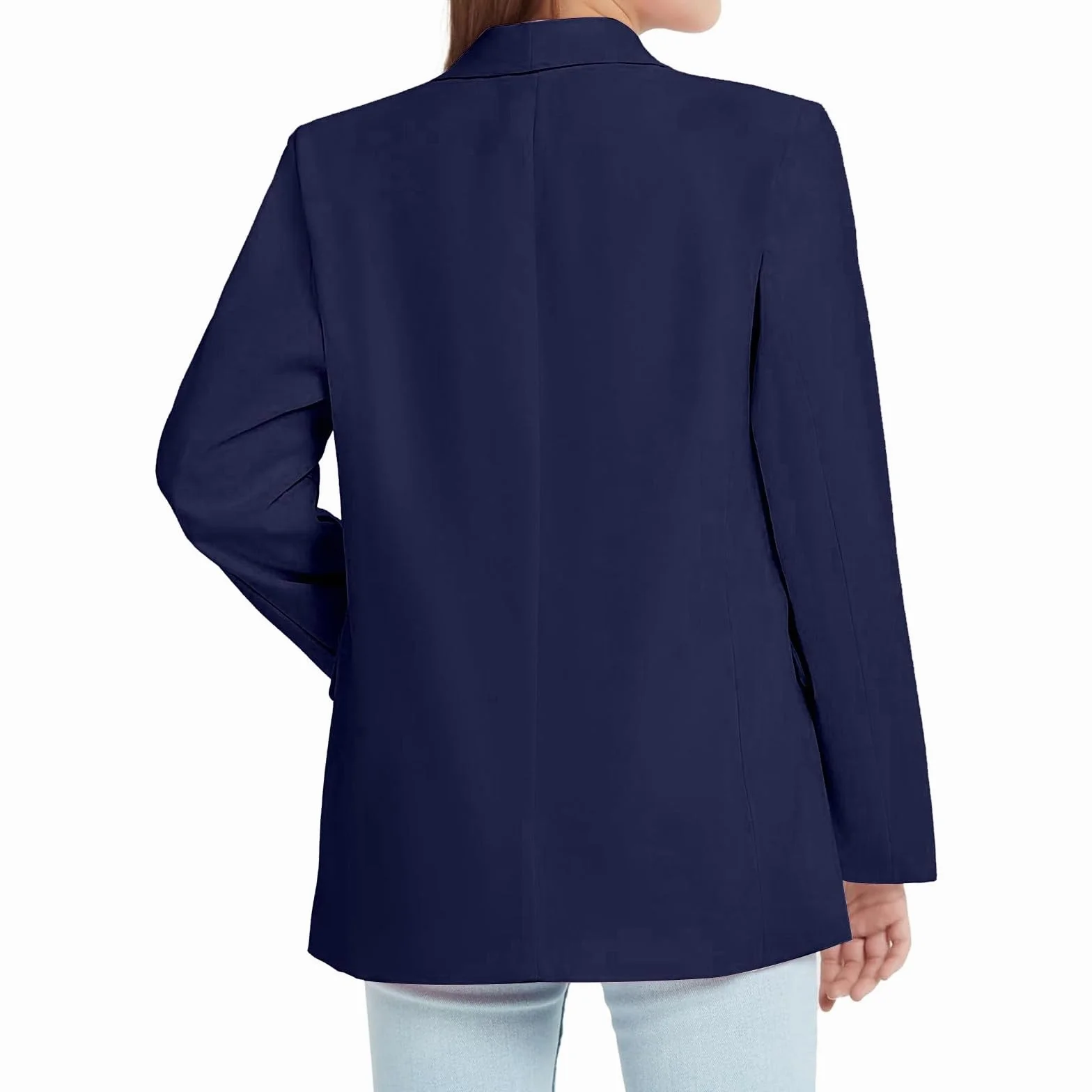 Niñas chaqueta formal manga larga frontal abierto bolsillo interior