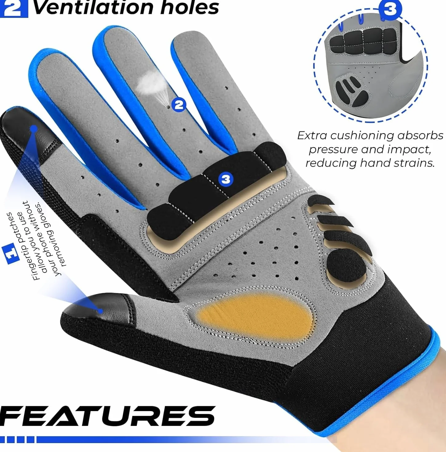 BEAST RAGE Guantes de Ciclismo Dedos Enteros Acolchado Antideslizantes Transpirables Táctiles Montaña BMX