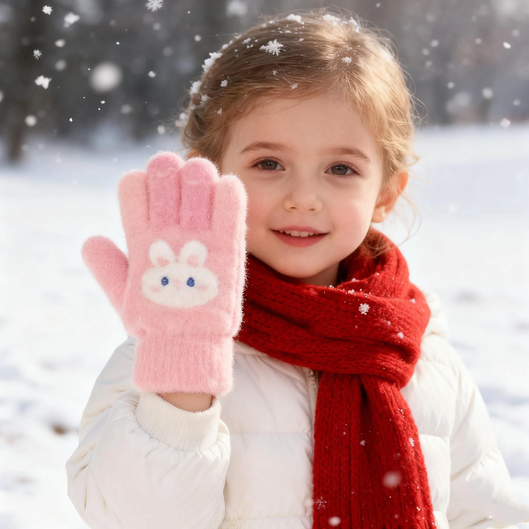 Guantes Térmicos Invierno para Niña 2-6 Años Elástico Punto