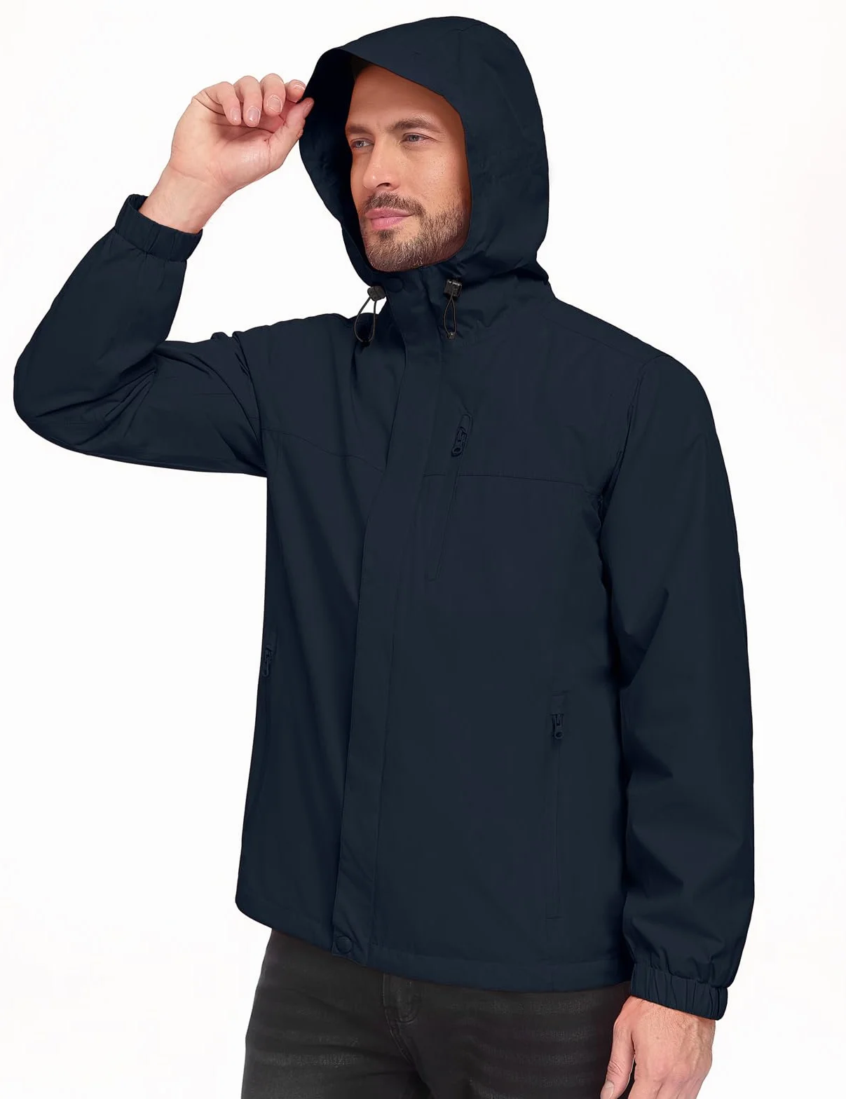 Xnova Chaqueta Impermeable Hombre Cortavientos Plegable con Capucha para Senderismo