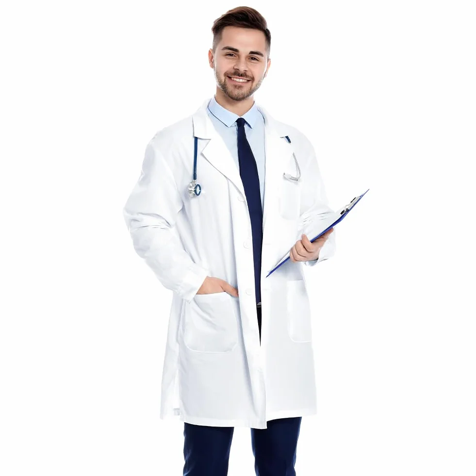 Bata Medica para Adultos, Laboratorio Blanca de Manga Larga, Disfraz de Enfermera Sanitaria