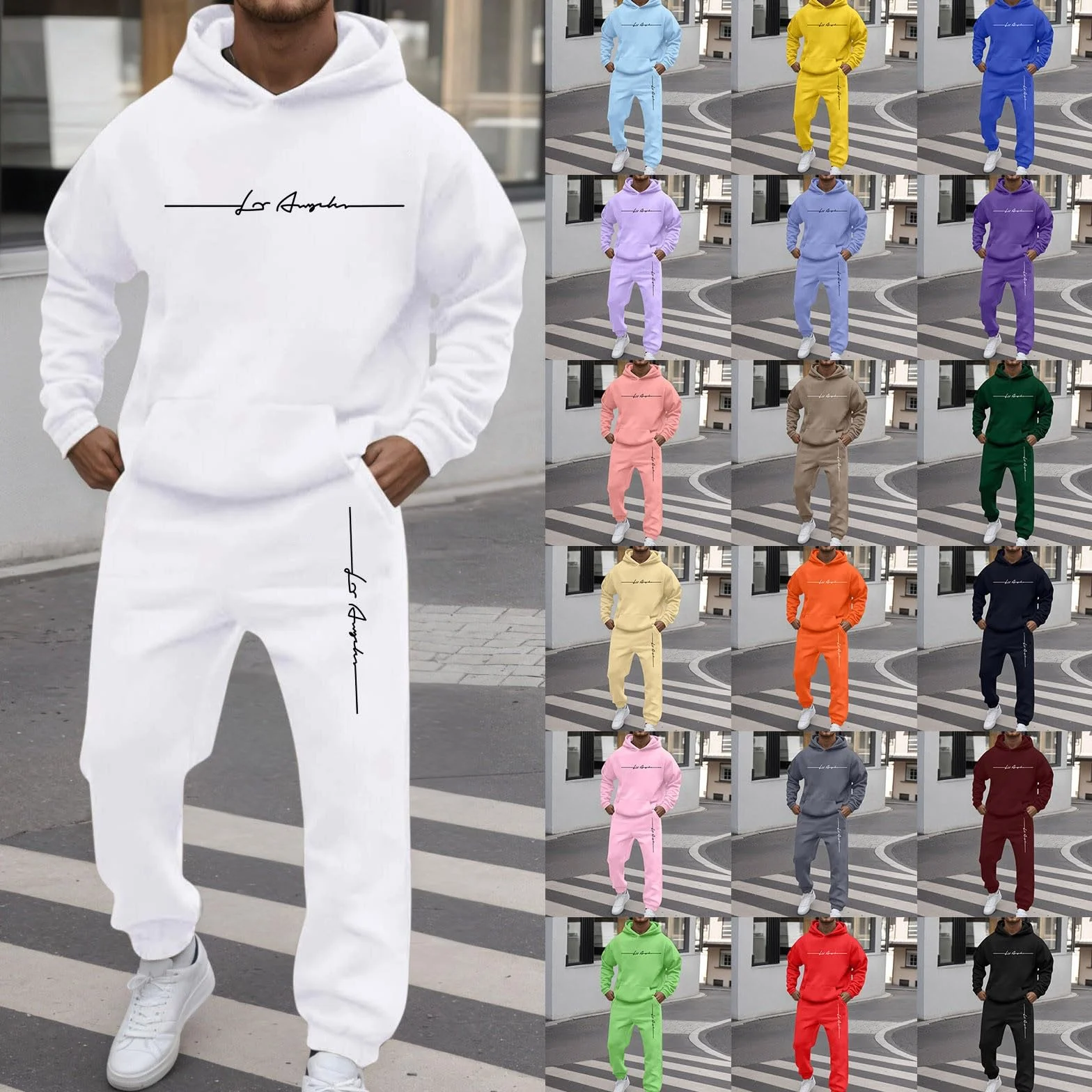 Chándal para hombre Y2K hip hop 2 piezas sudadera con capucha pantalones deportivos
