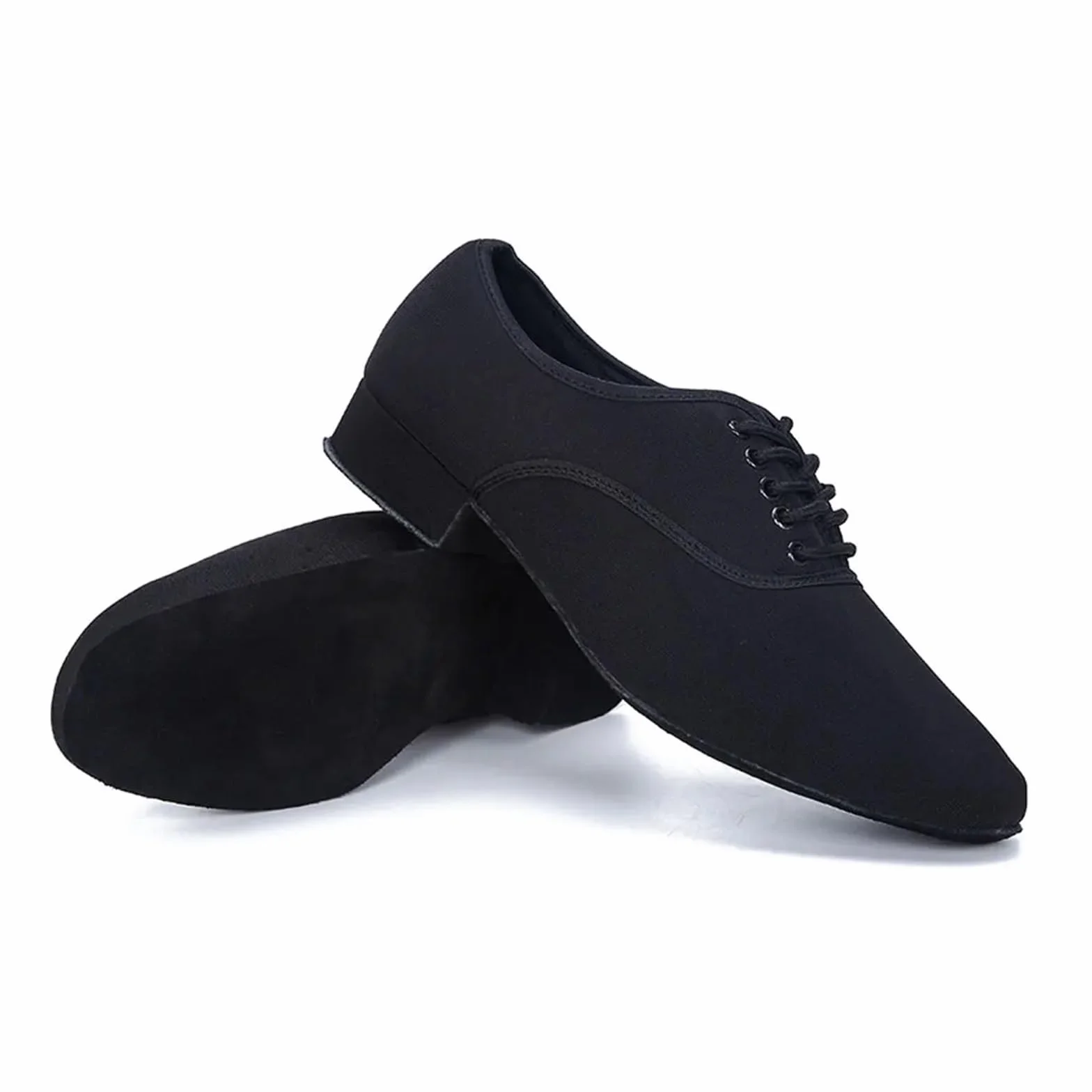 Zapatillas de Baile Latino para Hombre Oxford Negro Profesional Salsa Tango Tacón Bajo