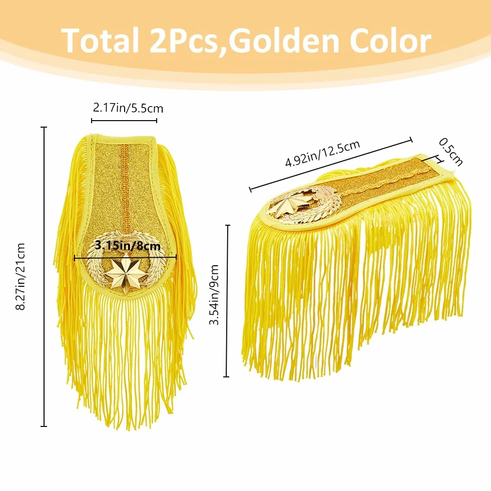 SuperFindings 1 par de hombreras doradas con flecos Accesorios de ropa para Halloween, cosplay y carnaval
