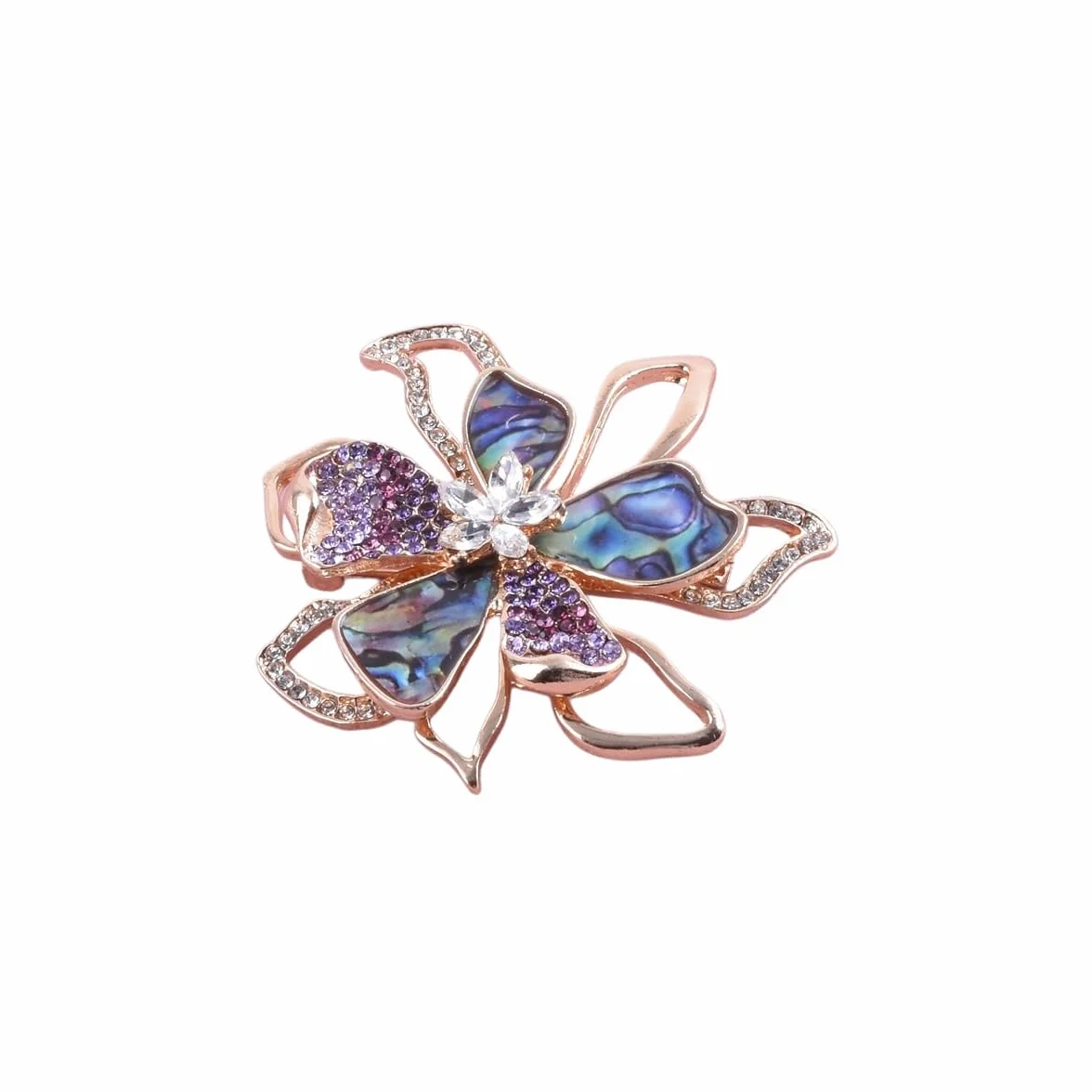 Broche De Flor De Bauhinia, Cristal De Abulón Y Concha, Broche Estilo Palacio Retro, Regalo For Niñas, Complementos For Traje Y Abrigo