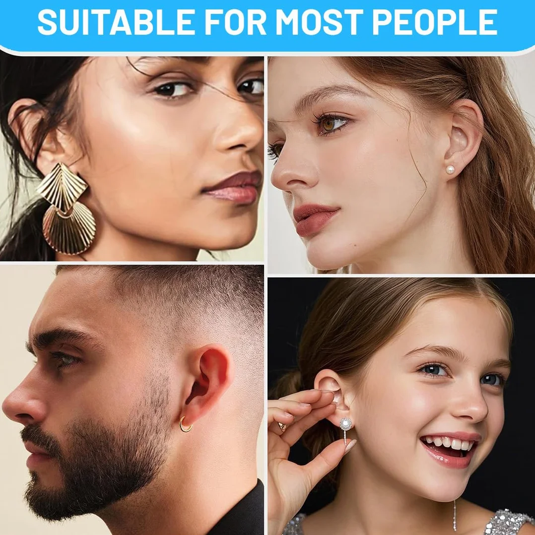 Pistolas para Piercing Oreja Desechables Kit Autoperforante Indolora Estéril con Aretes 4 Piezas