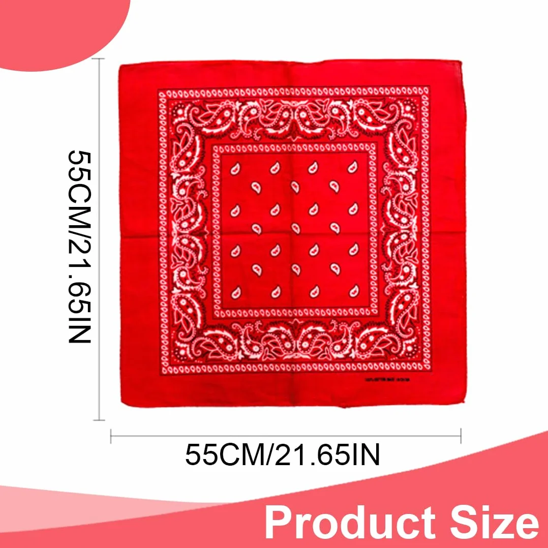 Bandana 100% Algodón Pañuelo Rojo Diseño Paisley