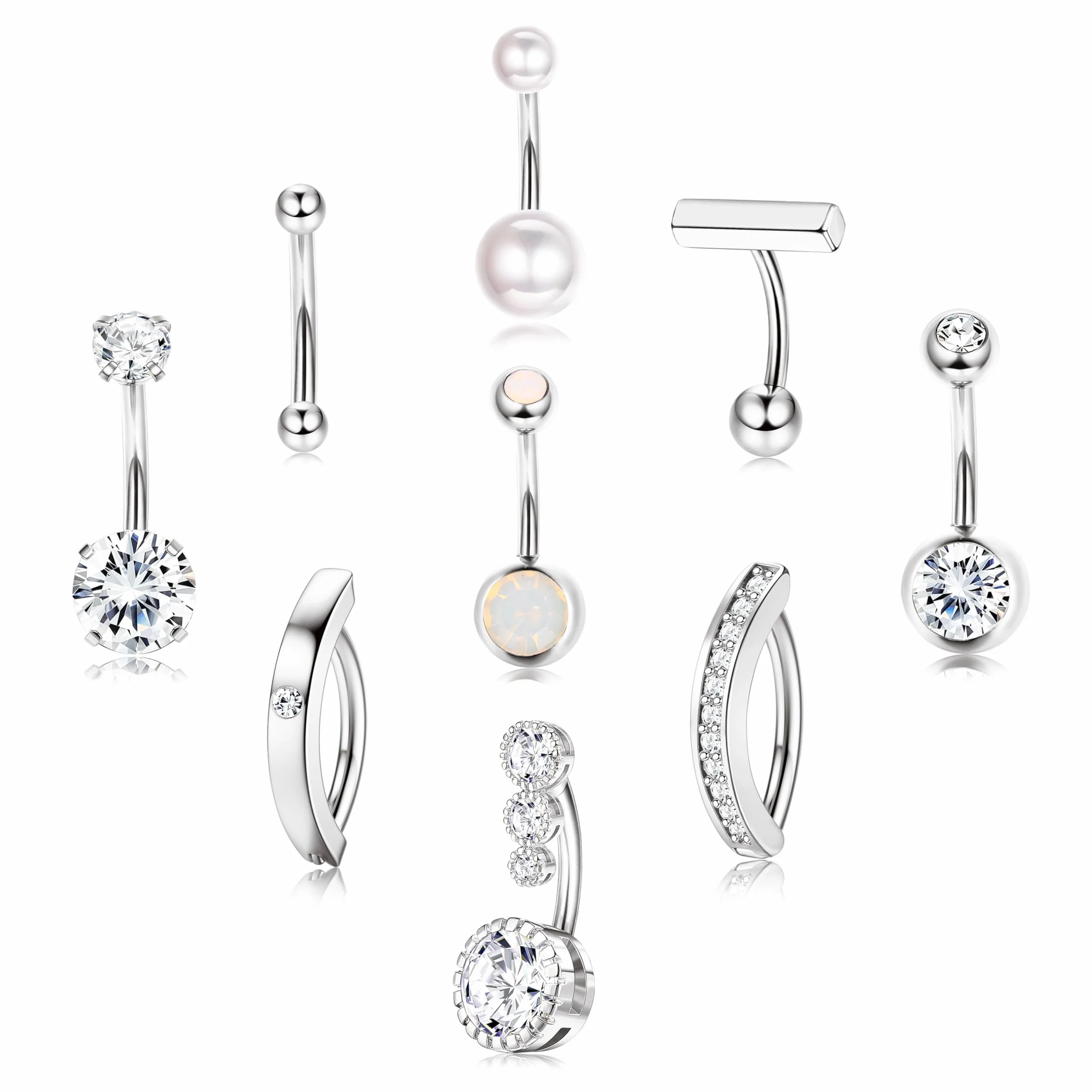 Morfetto Piercing Ombligo Acero Quirúrgico 14G CZ Perla Clicker 10/12mm
