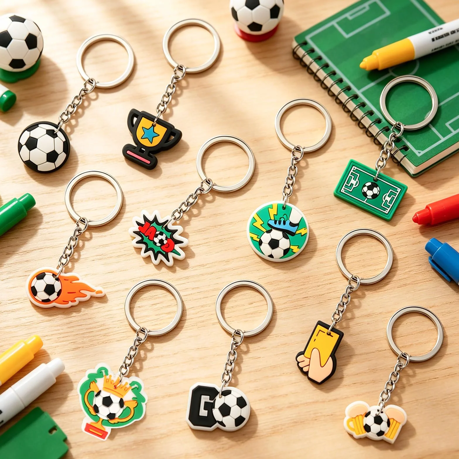 Llavero de Fútbol Mundial 2026, 10 Piezas PVC Copa del Mundo, Llaveros Deportivos Personalizados