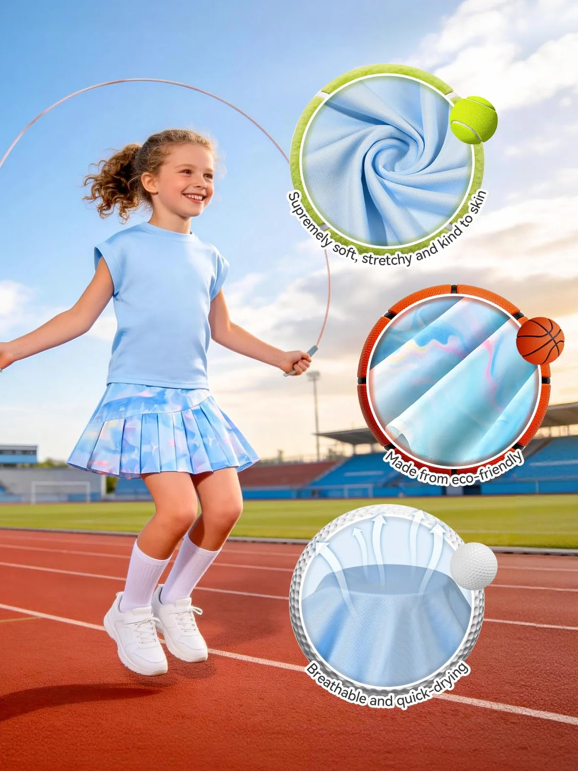 Traje de tenis para niña, camiseta sin mangas y falda de tenis, falda plisada con bolsillos interiores, traje deportivo para golf, bádminton y monopatín