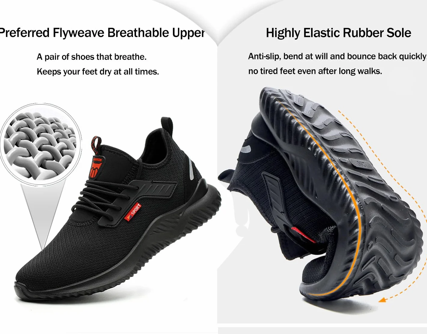 Calish Zapatos de Seguridad Hombre Mujer Puntera de Acero Antideslizantes Transpirables