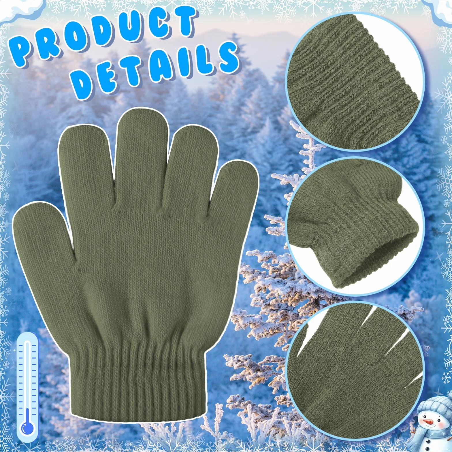 SATINIOR Guantes de Invierno de Punto para Niño 4 Pares Negro Azul Marino Café Verde Militar 1-4 años