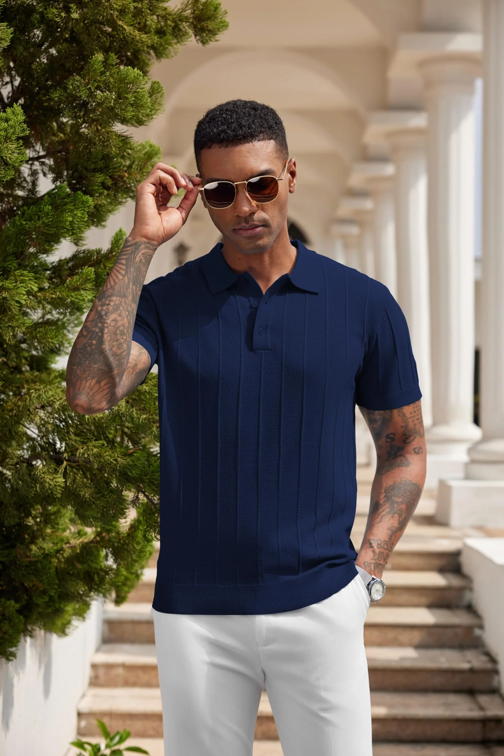COOFANDY Polo Camisa Hombre Manga Corta Elástico Golf