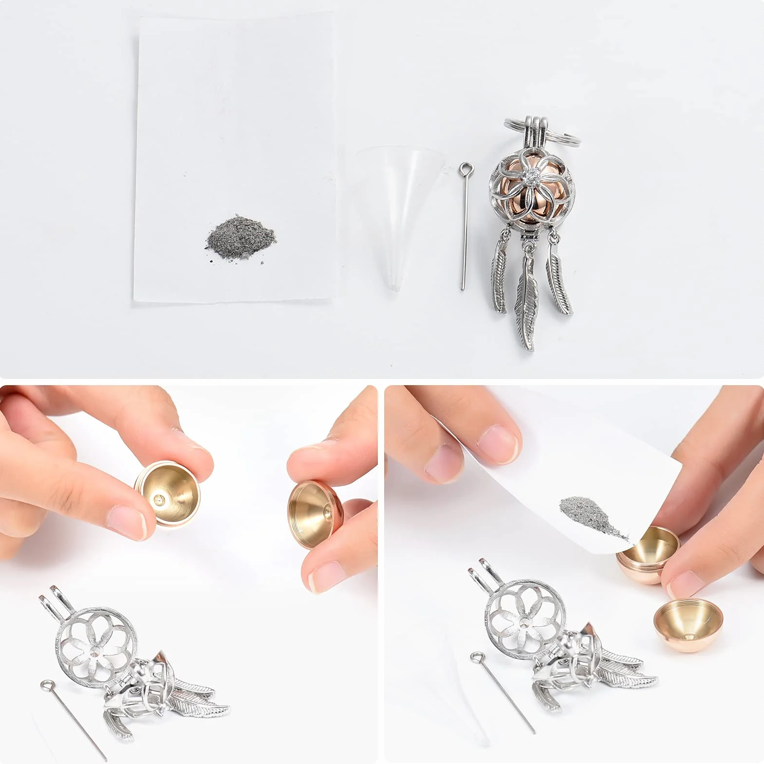Llavero de urna de atrapasueños para cenizas de acero inoxidable, colgante de joyería de cremación