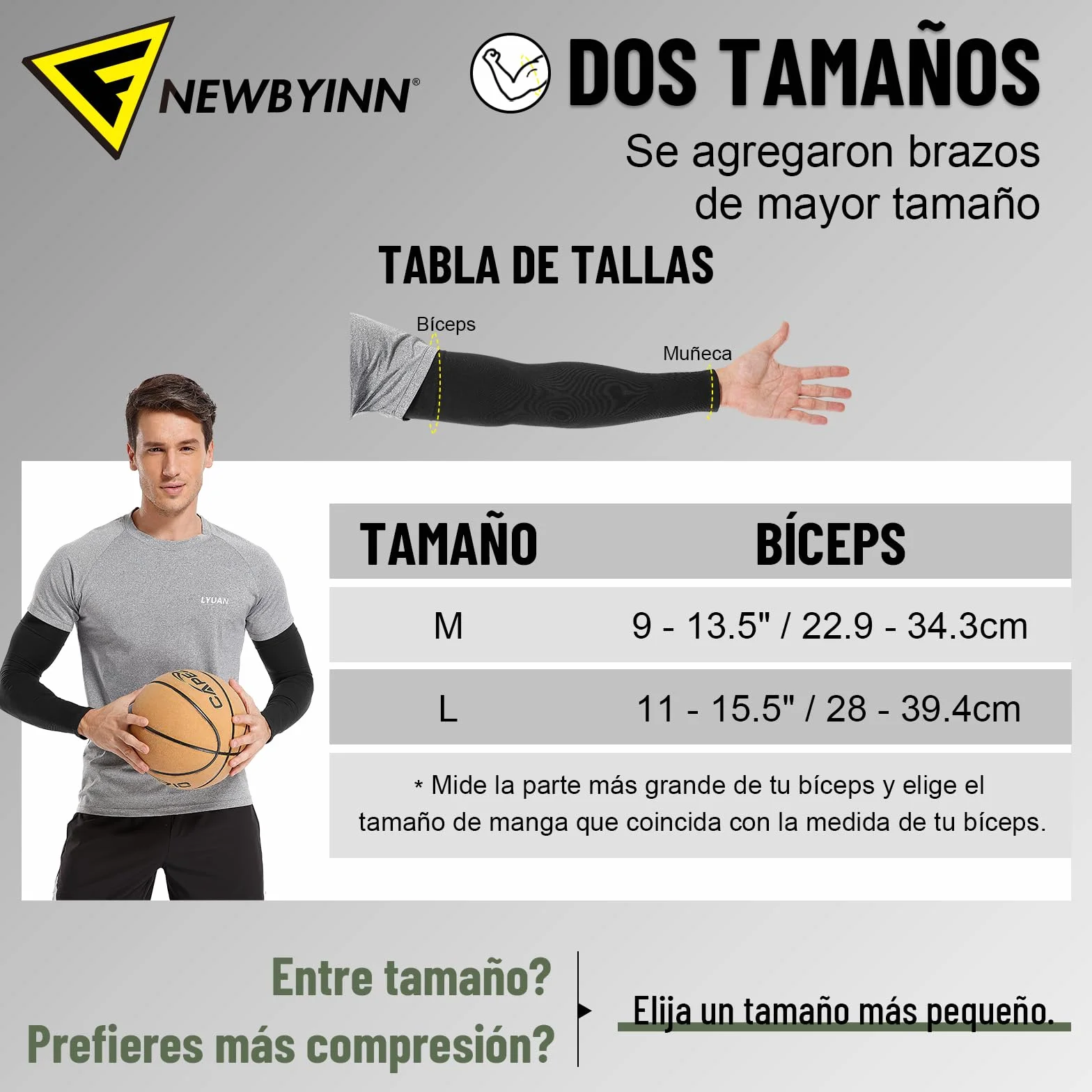 Manguitos de compresión Protección UV Newbyinn para running ciclismo