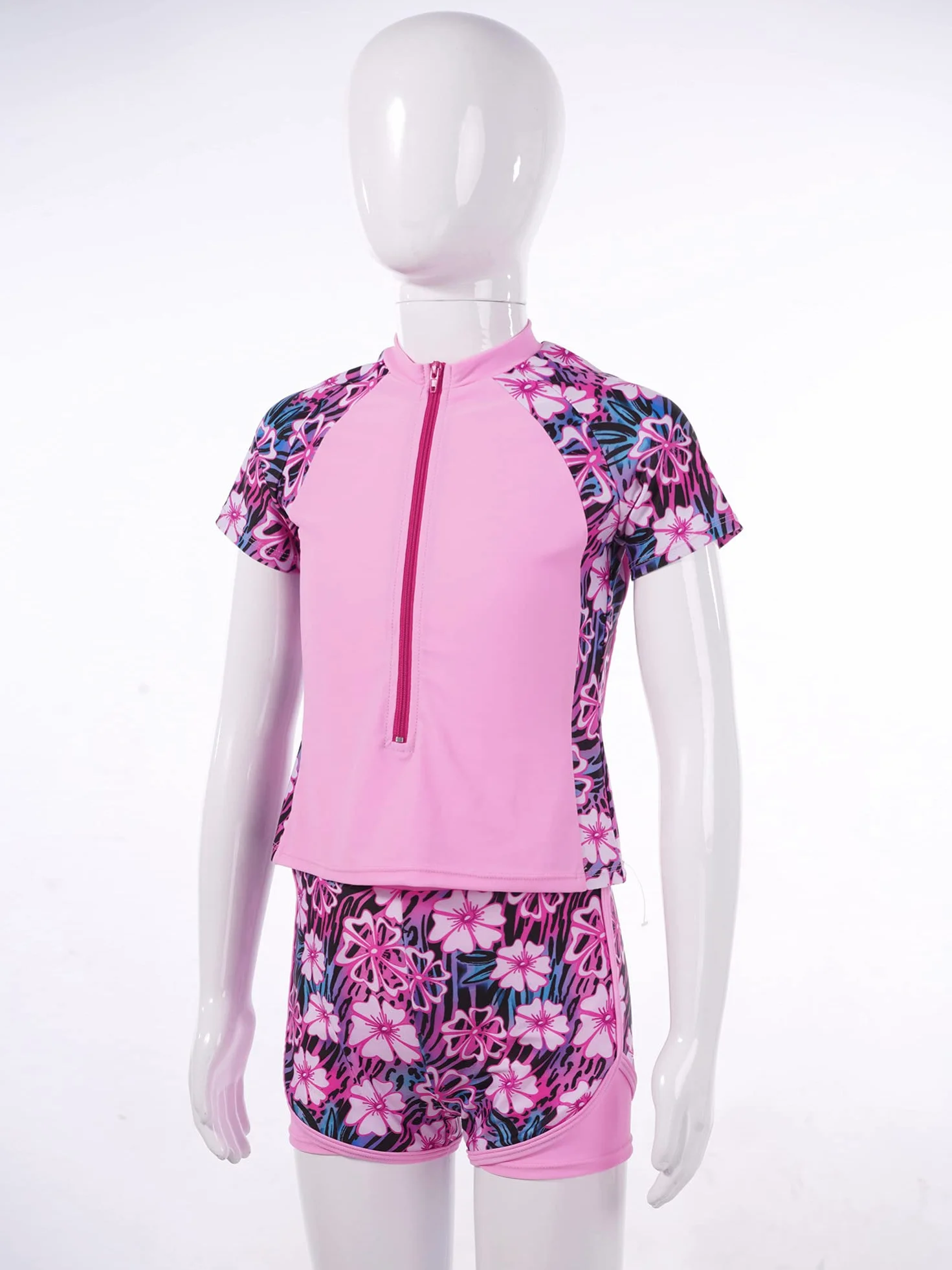 IEFIEL Traje de Baño 2 Piezas Niña Camiseta de Manga Corta y Pantalones Cortos Secado Rápido