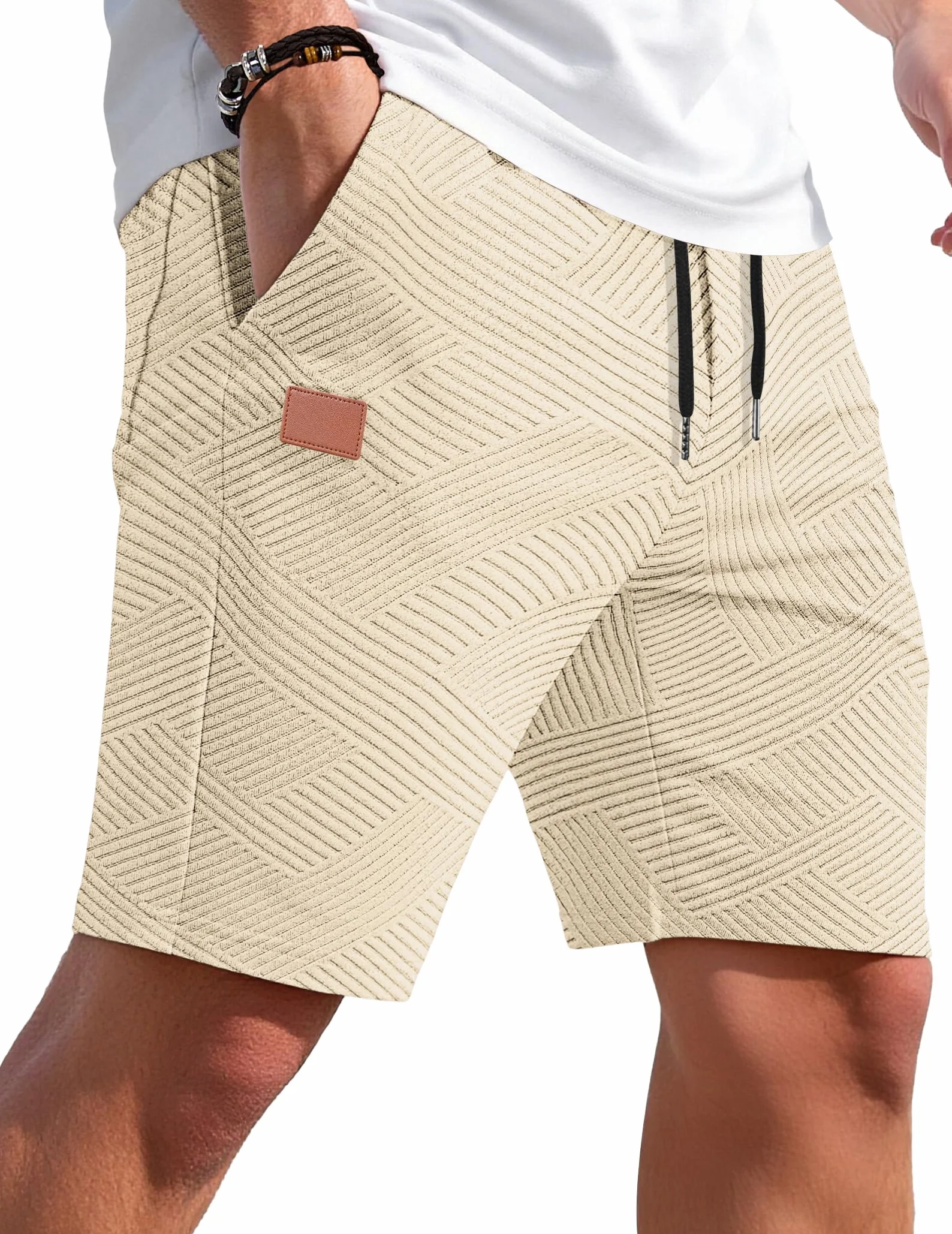 TARAINYA Pantalones Cortos para Hombre Algodón Cordón Elástico Shorts con Bolsillos