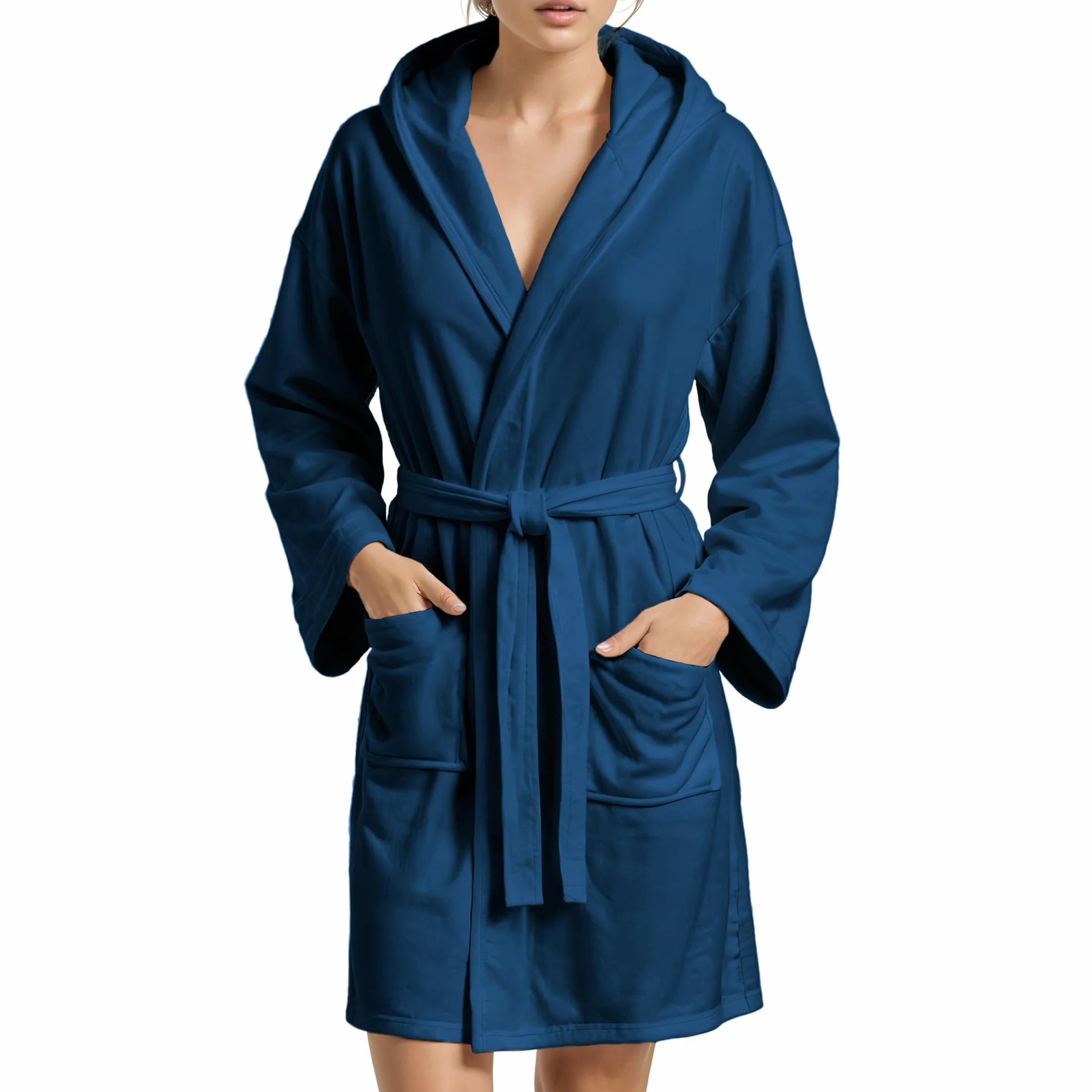 PETTI - Albornoz, Albornoz Mujer, Albornoz Hombre, Albornoz Unisex, Albornoz Microfibra, Albornoz con Capucha Bolsillos y Cinturón