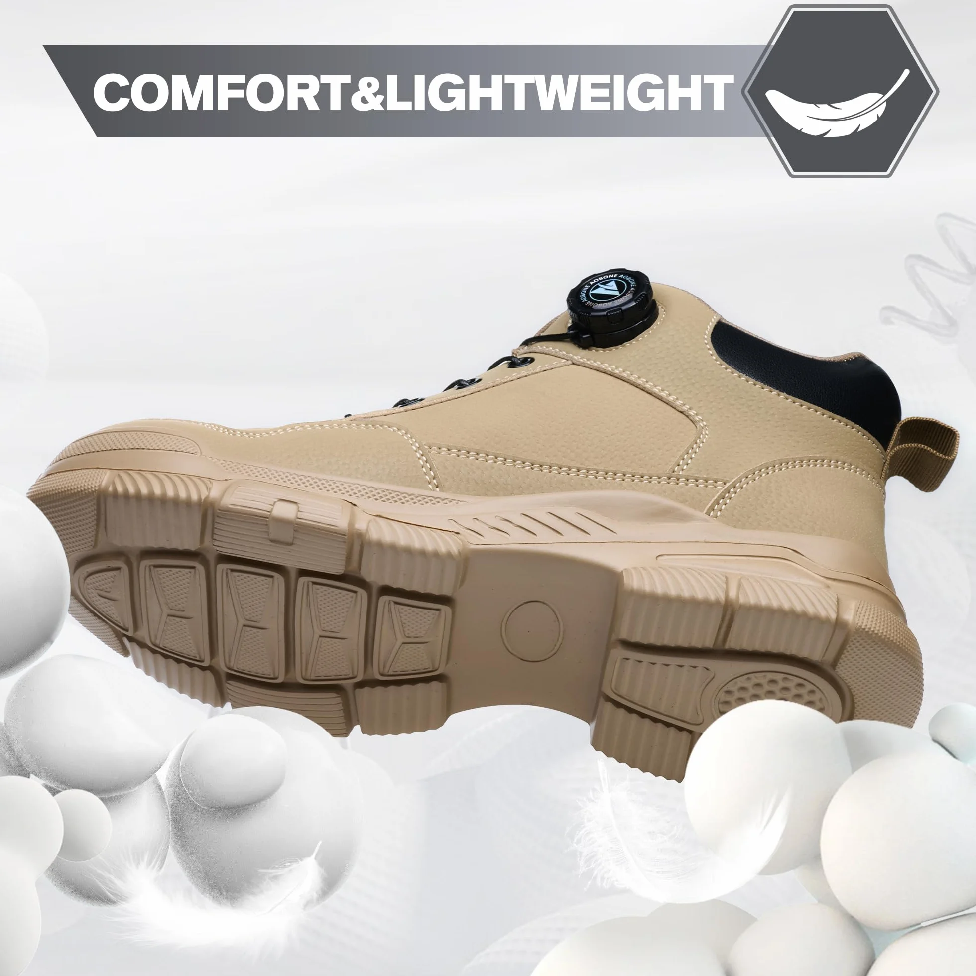 Botas de Seguridad Impermeable Punta de Acero Antideslizantes para Hombre Mujer Trabajo Ligeros
